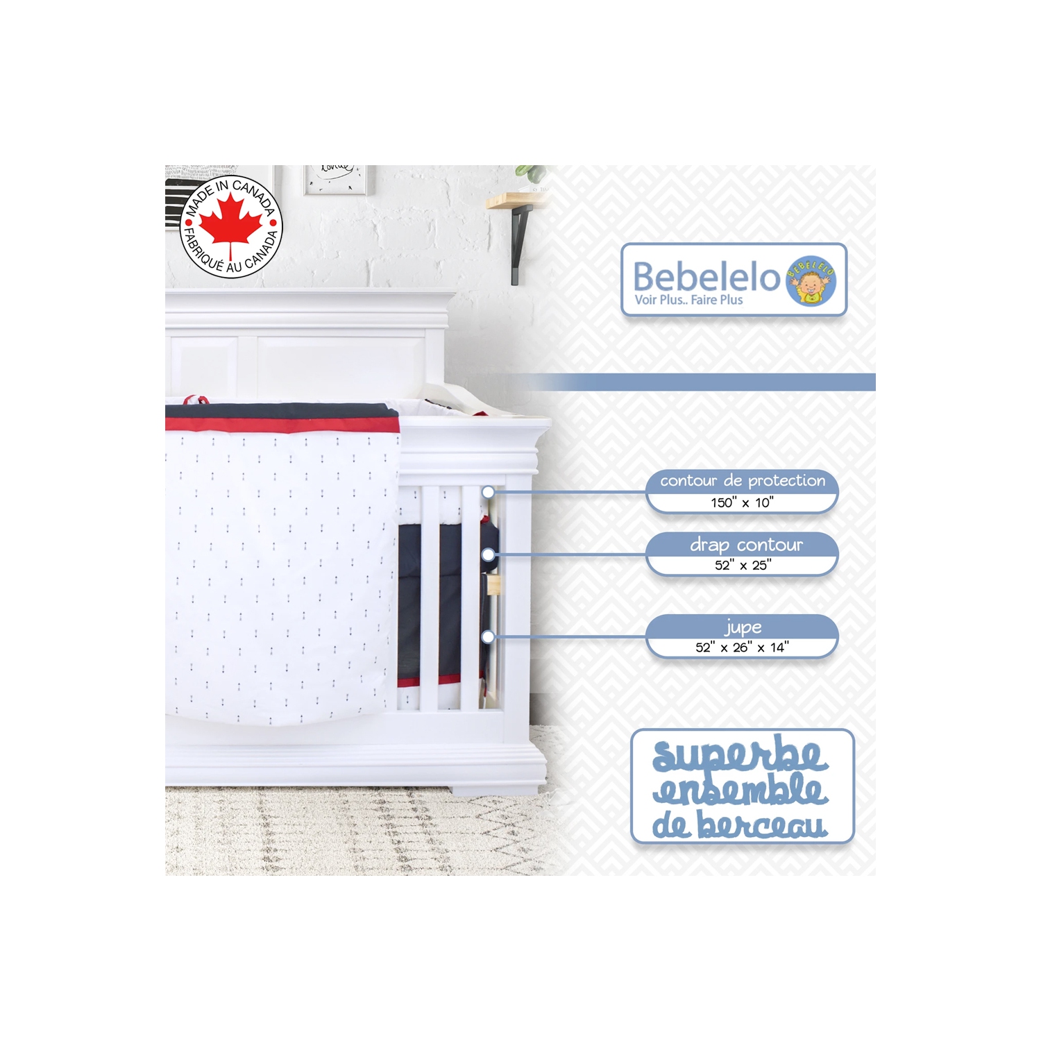 Bebelelo - Ensemble Literie - 5 Morceaux - Les Flèches Bleu