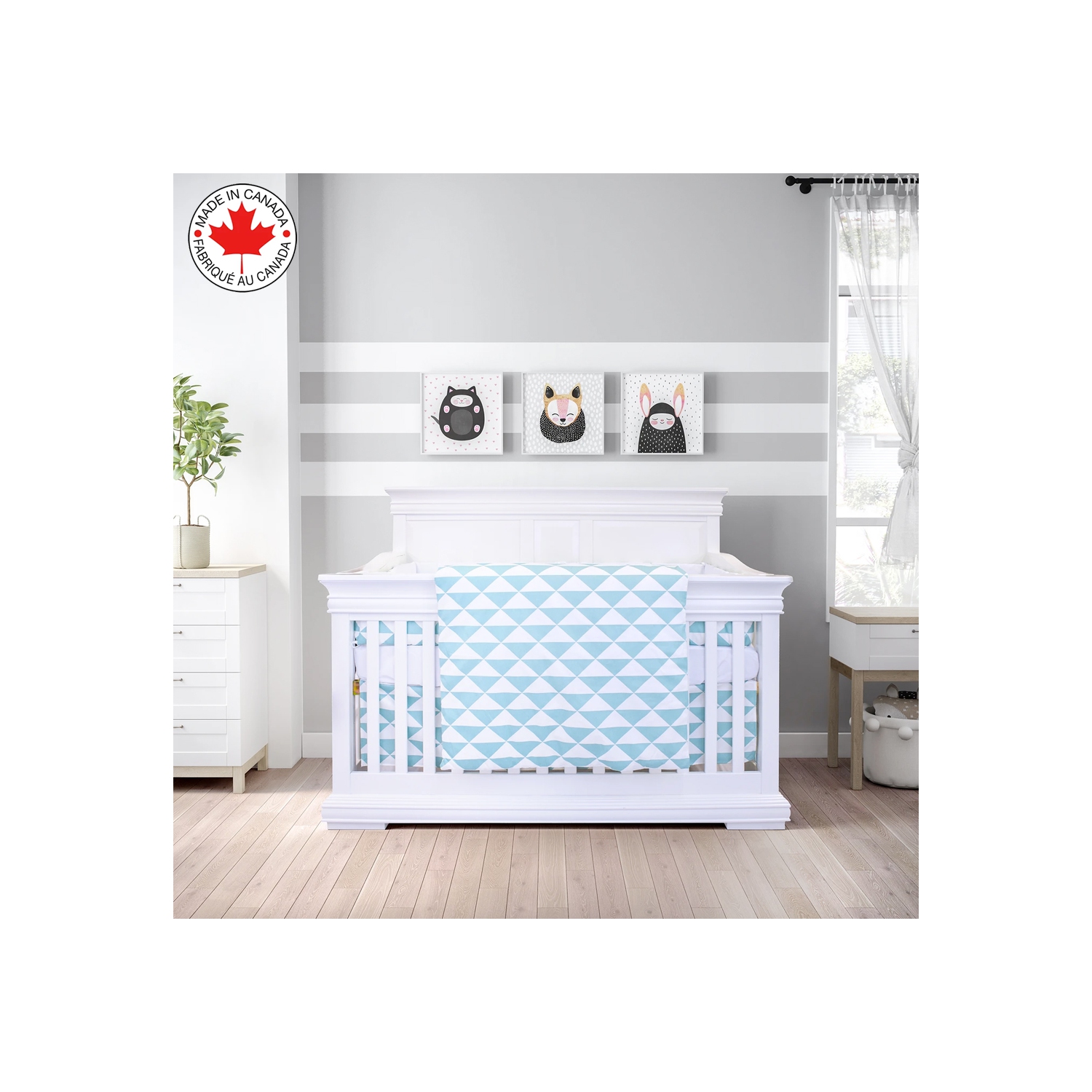 Bebelelo - Ensemble Literie - 5 Morceaux - Triangle bleu et blanc