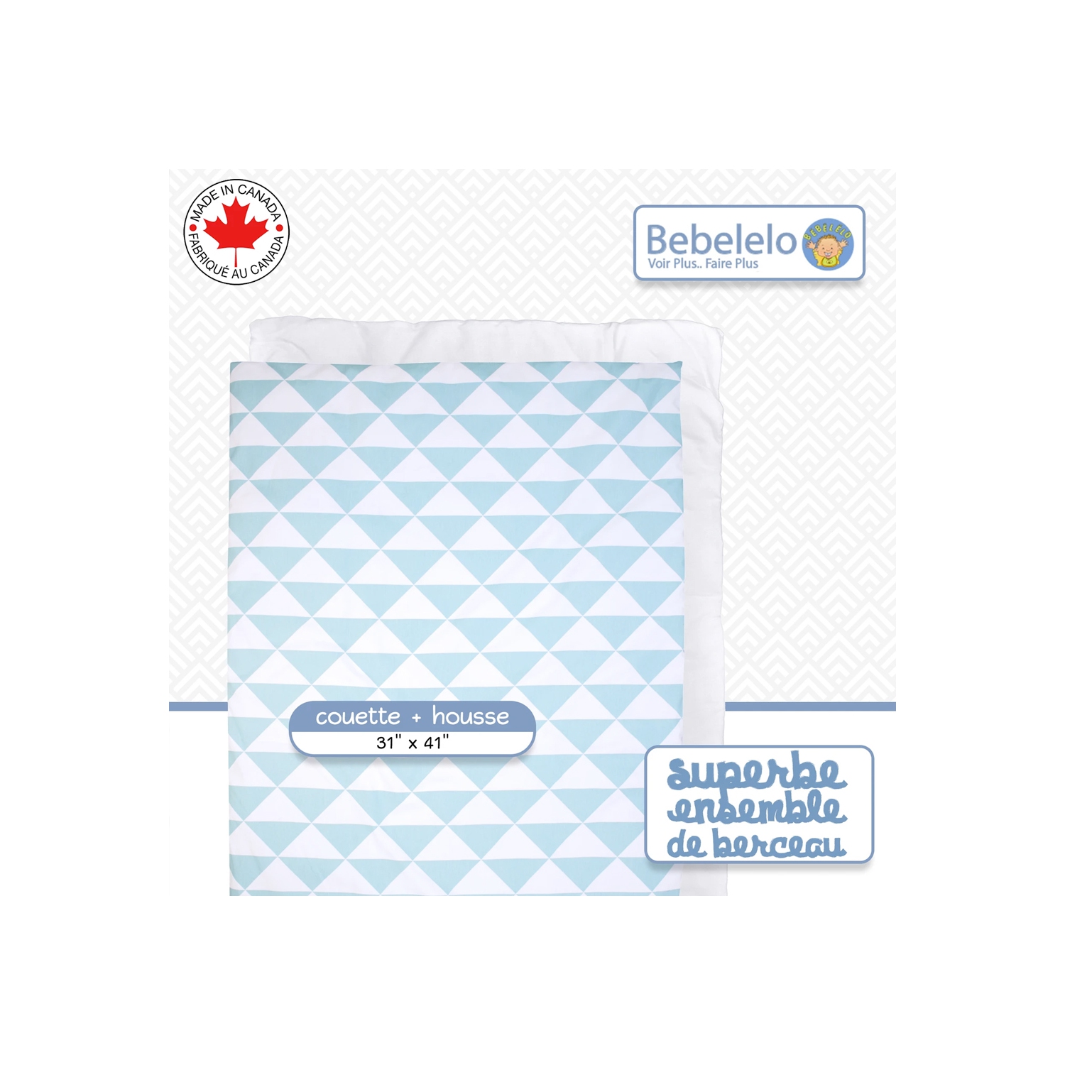 Bebelelo - Ensemble Literie - 5 Morceaux - Triangle bleu et blanc