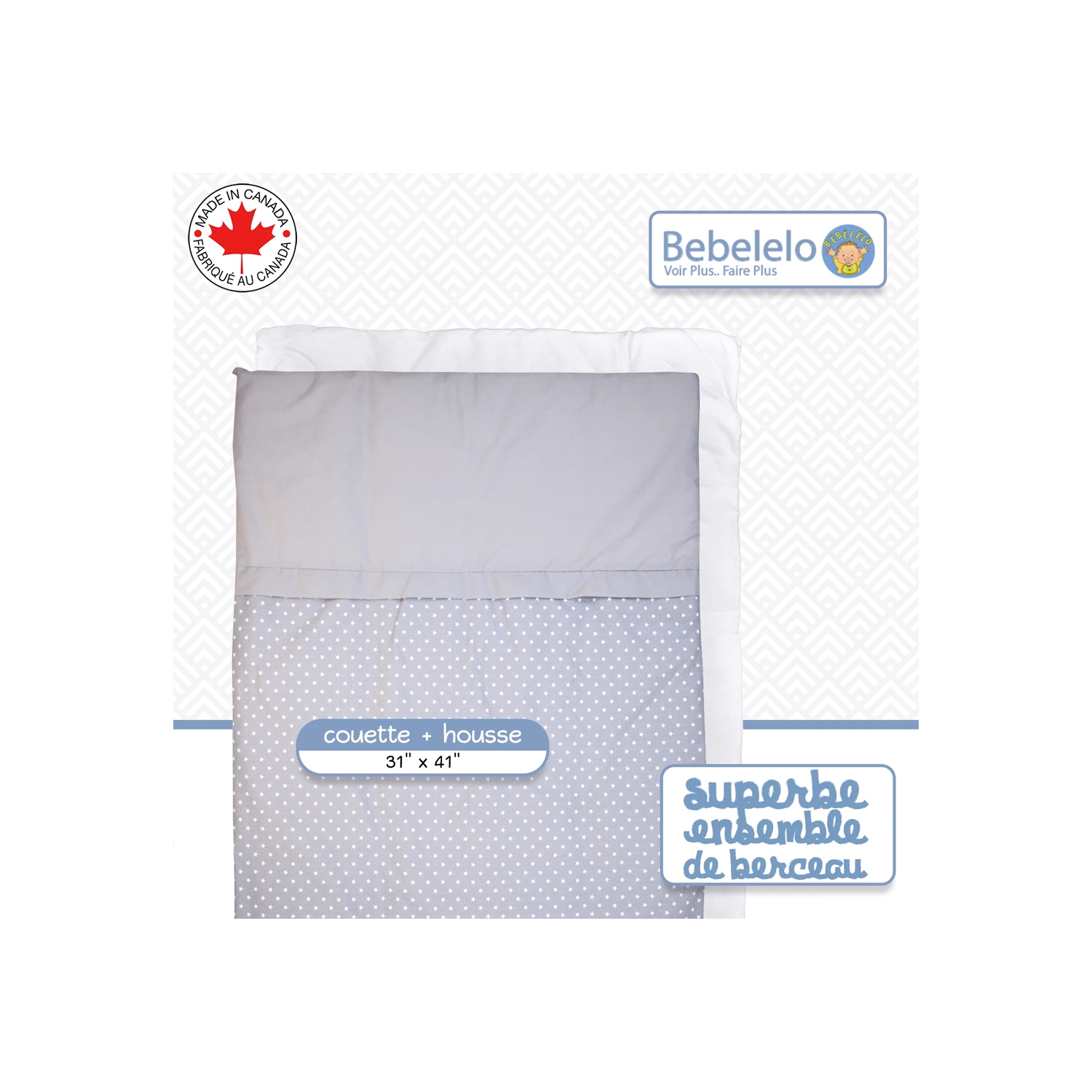 Bebelelo - Ensemble Literie - 5 Morceaux - Étoile sur fond gris