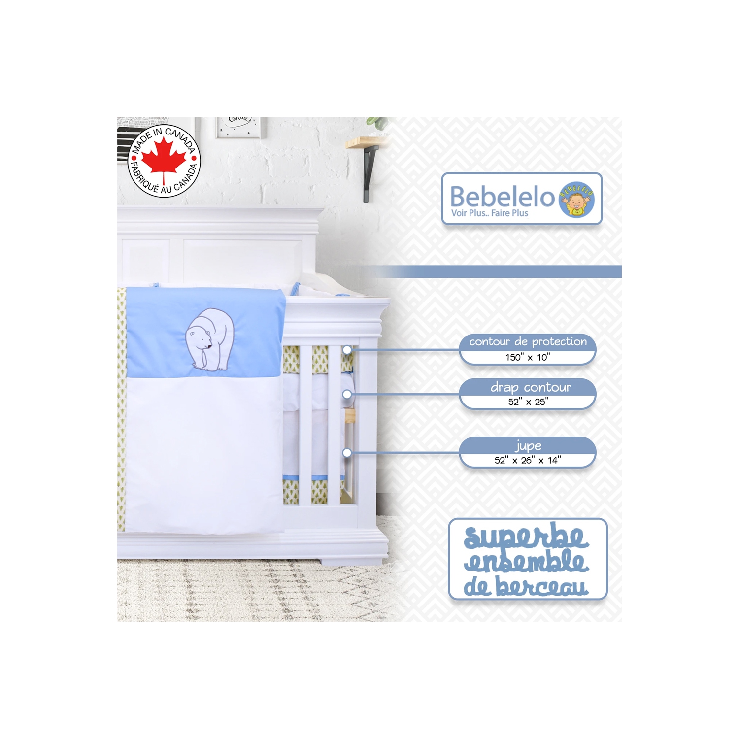 Bebelelo - Bedding Set - 5 Pieces - Polar Bear in Forest