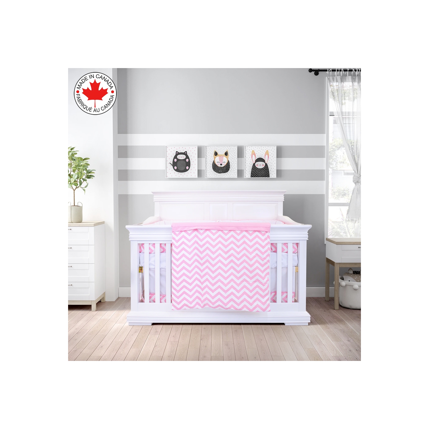 Lit de bébé Belelo - 5 pièces - chevrons roses