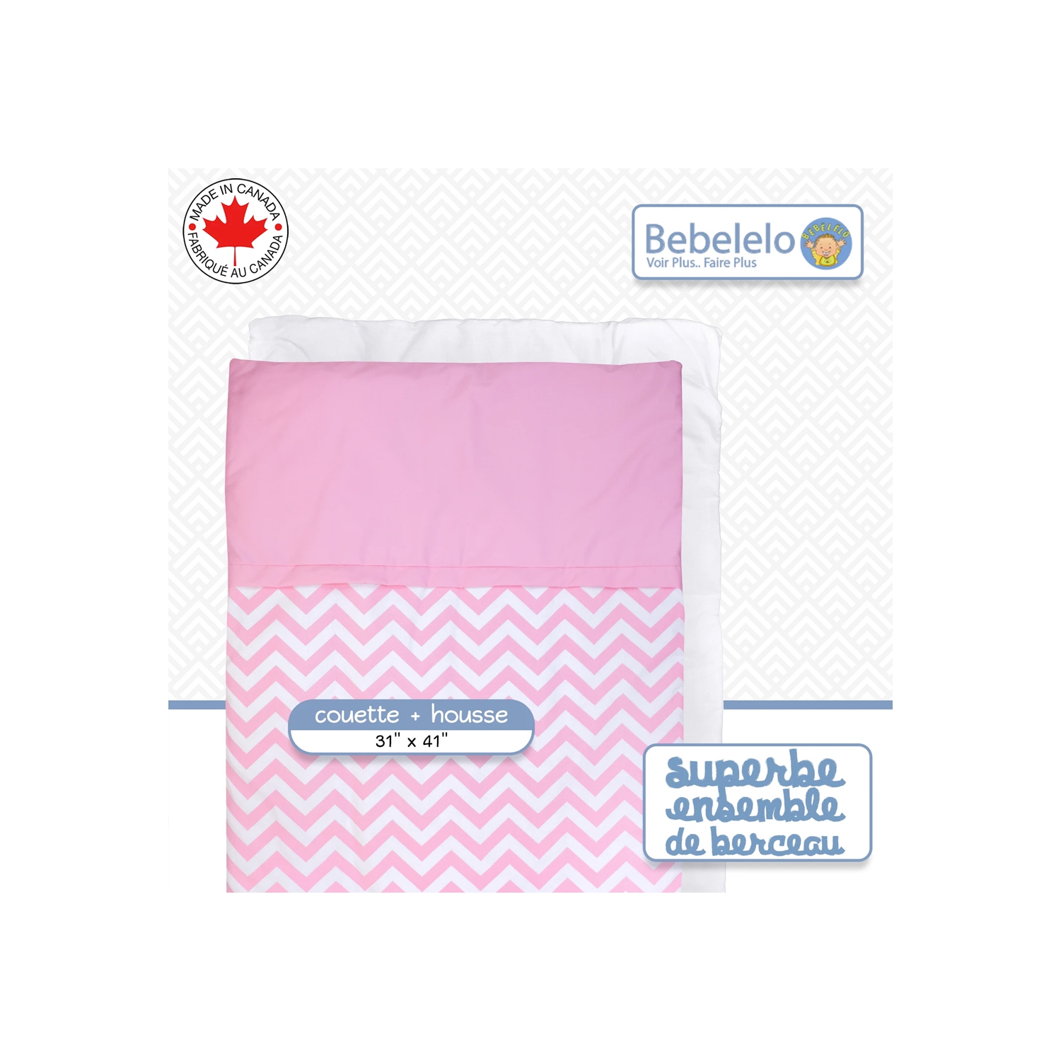 Lit de bébé Belelo - 5 pièces - chevrons roses