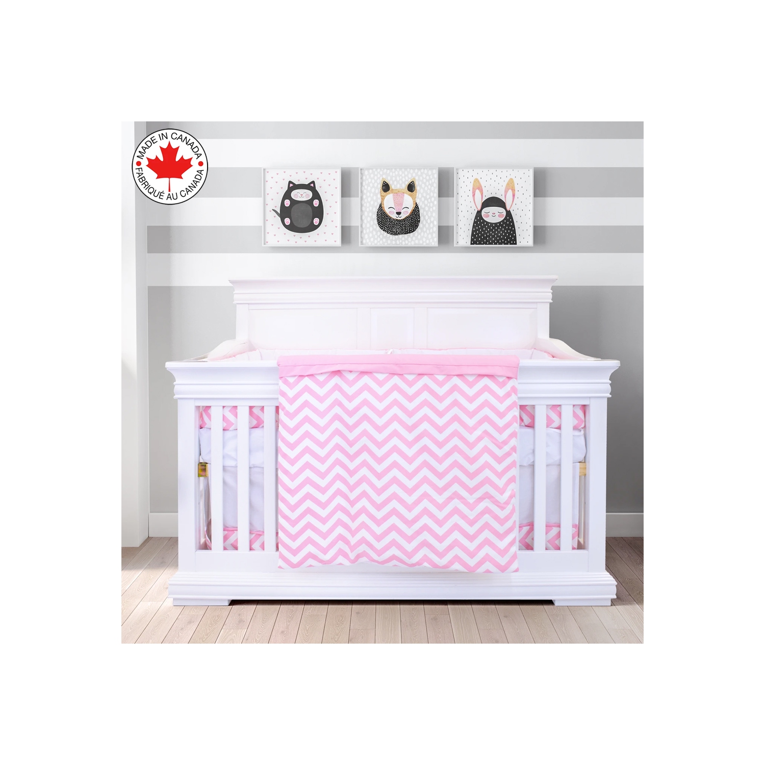 Lit de bébé Belelo - 5 pièces - chevrons roses