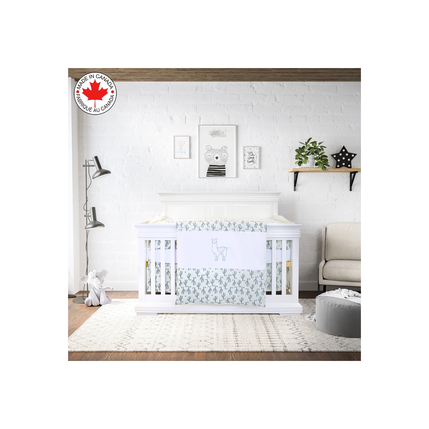 Bebelelo - Ensemble Literie - 5 Morceaux - Doux Lama au Cactus