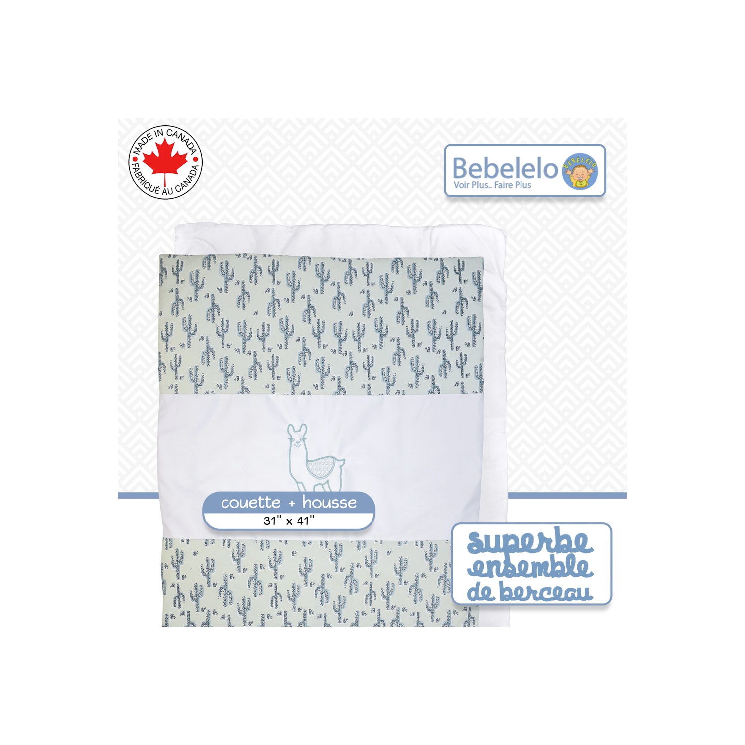 Bebelelo - Ensemble Literie - 5 Morceaux - Doux Lama au Cactus