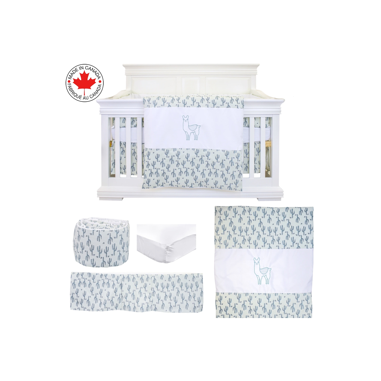 Bebelelo - Ensemble Literie - 5 Morceaux - Doux Lama au Cactus