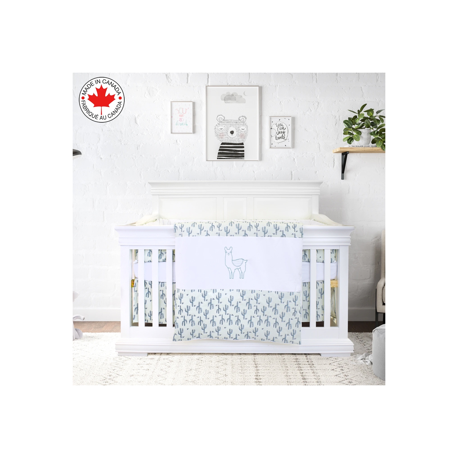 Bebelelo - Ensemble Literie - 5 Morceaux - Doux Lama au Cactus