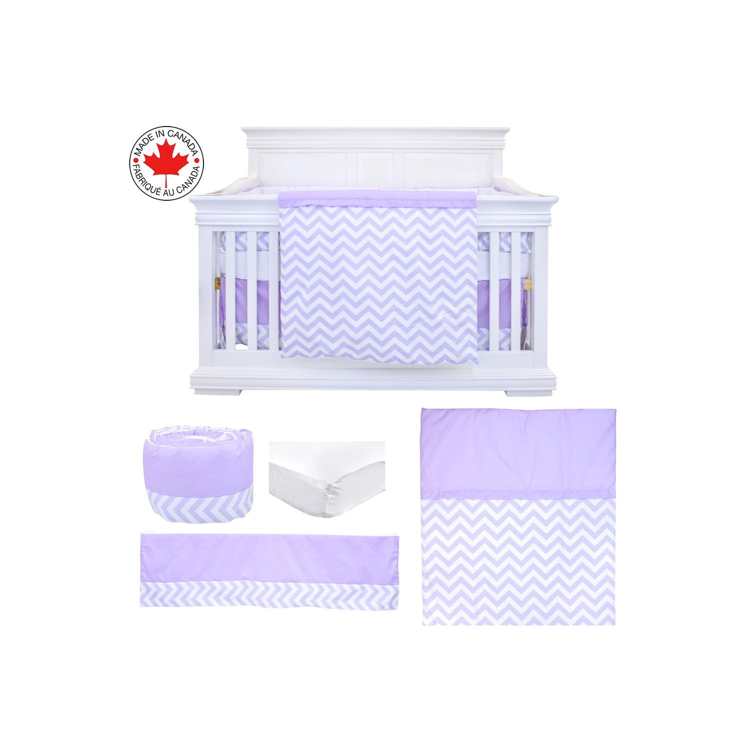 Lit de bébé Belelo - 5 pièces - Lilac Wave