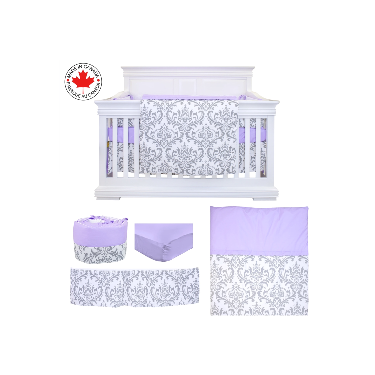 Bebelelo - 5 Pieces Bedding Set - Un mauve princesse