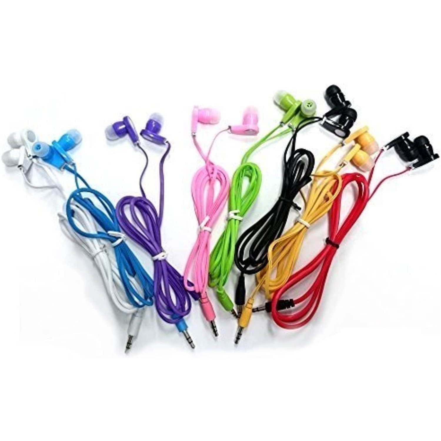 JustJamz 10 Pack 3.5mm Stereo in-Ear Bulk Earbuds Headphones Wholesale Earphones (Assorted Colors)