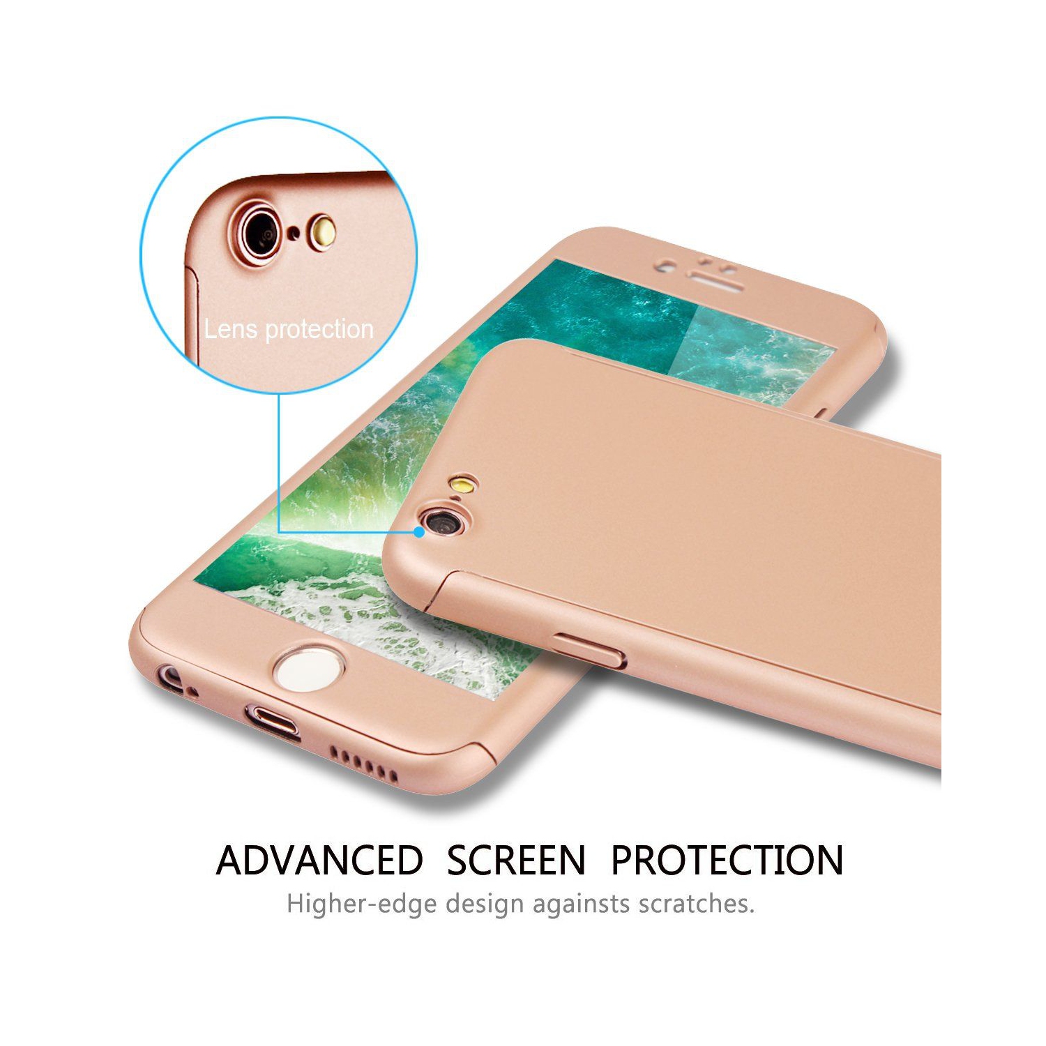 360 Degree Full Body Protection Frosted Case With Tempered Glass For Iphone 7 Plus 8 Plus Rose Gold Best Buy Canada