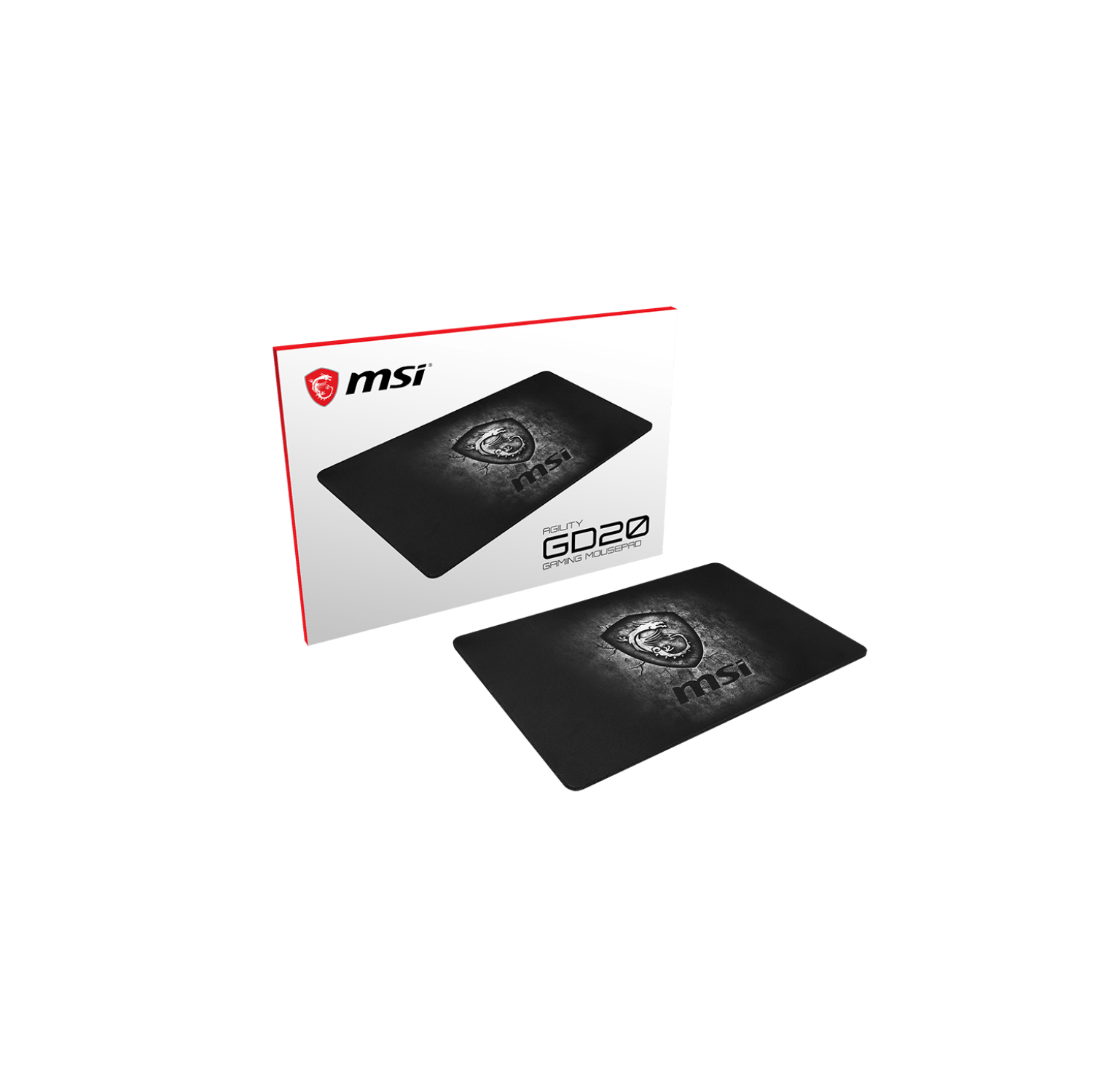 Tapis de souris de jeu de 12,6 x 8,67 x 0,2 po avec base antidérapante en caoutchouc AGILITY GD20 de MSI