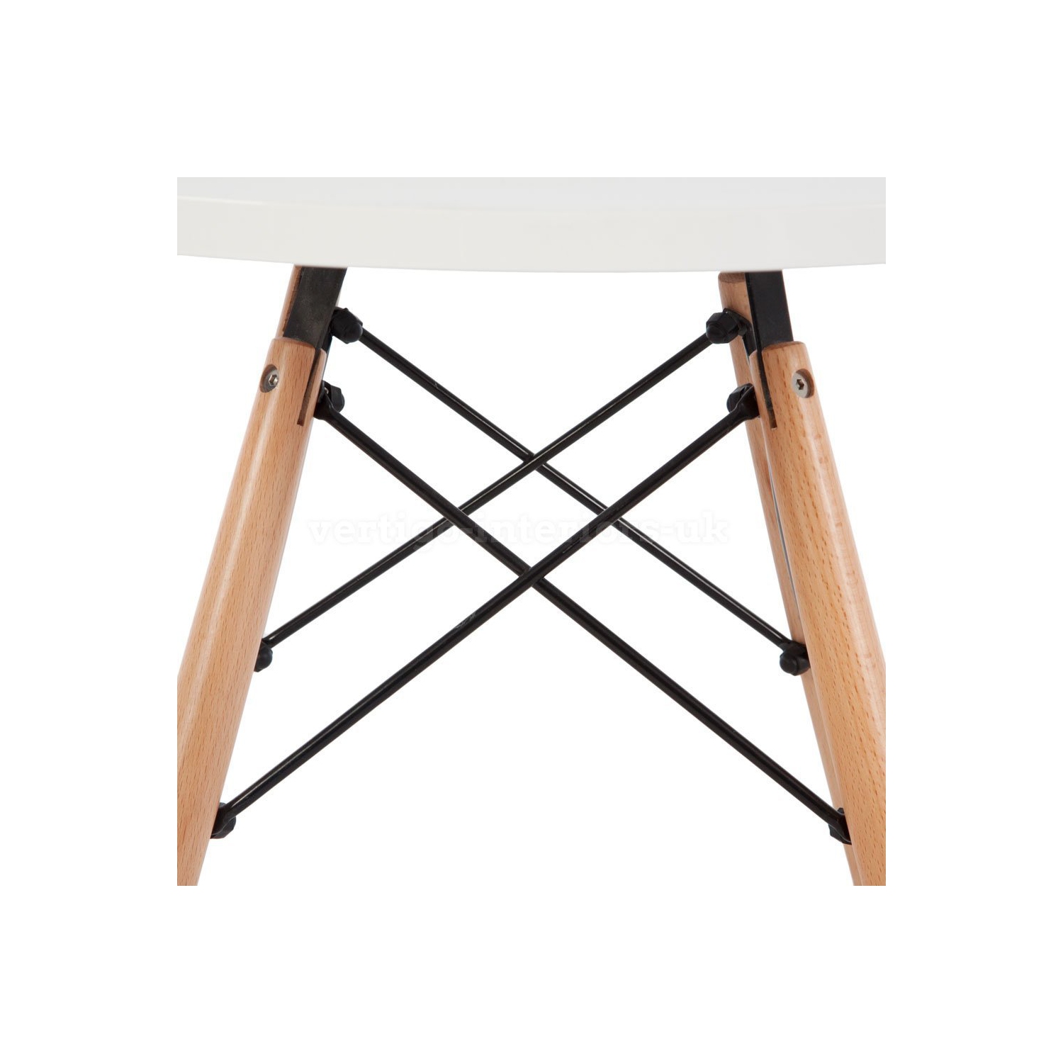 Nicer Furniture® Eames Style Dining Table with Wooden Legs- MDF Fiberboard Round Top 47" White