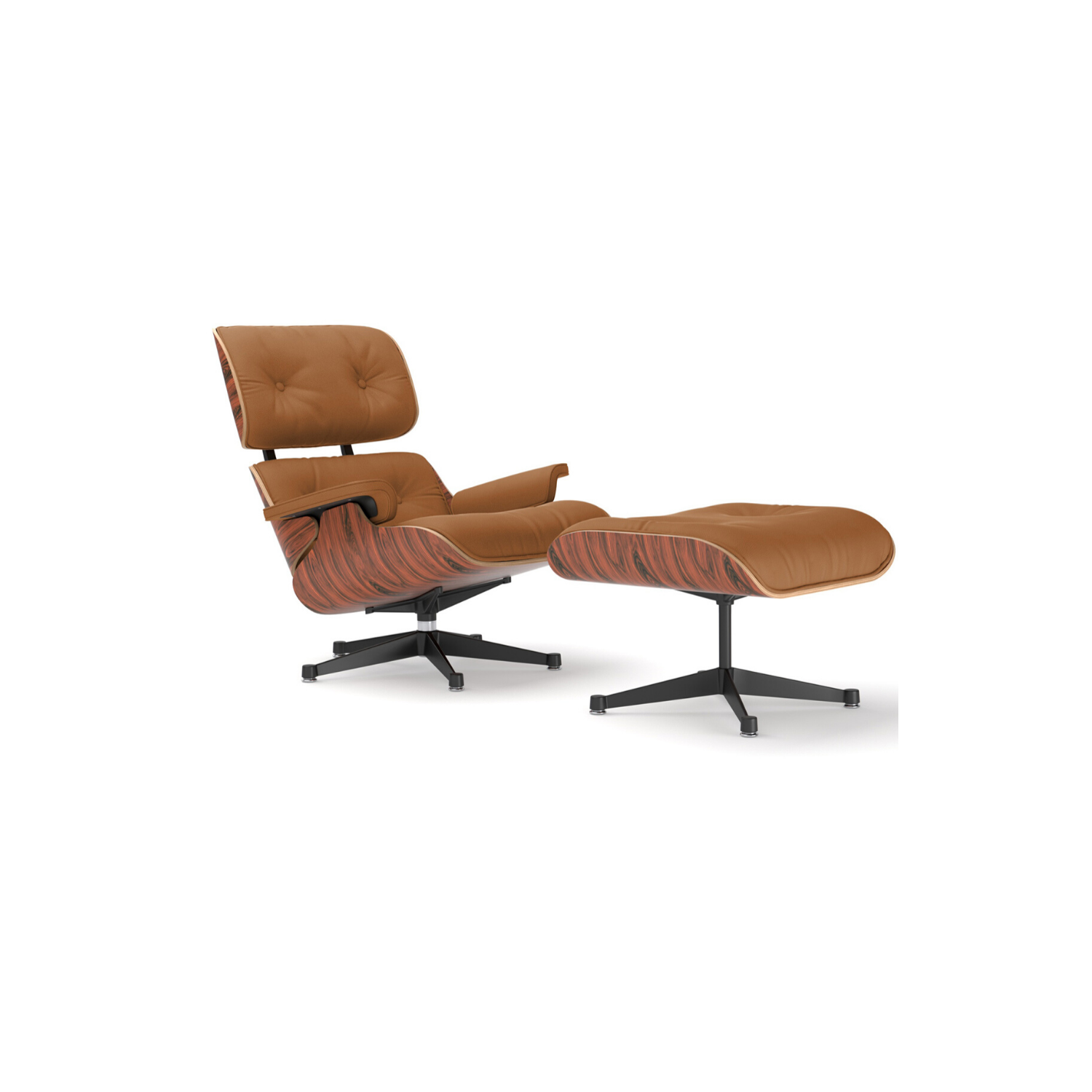 Nicer Furniture® Eames Lounge Chair and Ottoman Cigar Brown 100% Italian Genuine Full Grain Leather with Walnut Wood Finish