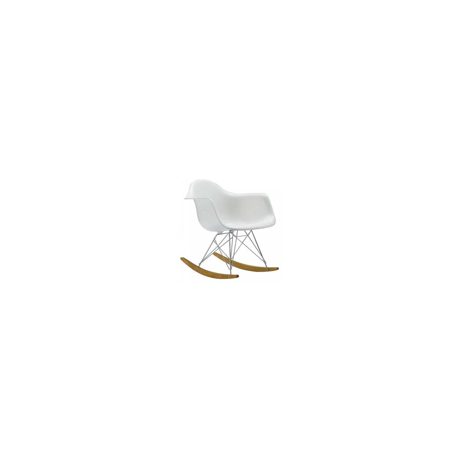Nicer Furniture® Eames Style Molded Modern Plastic Rocking Armchair- White