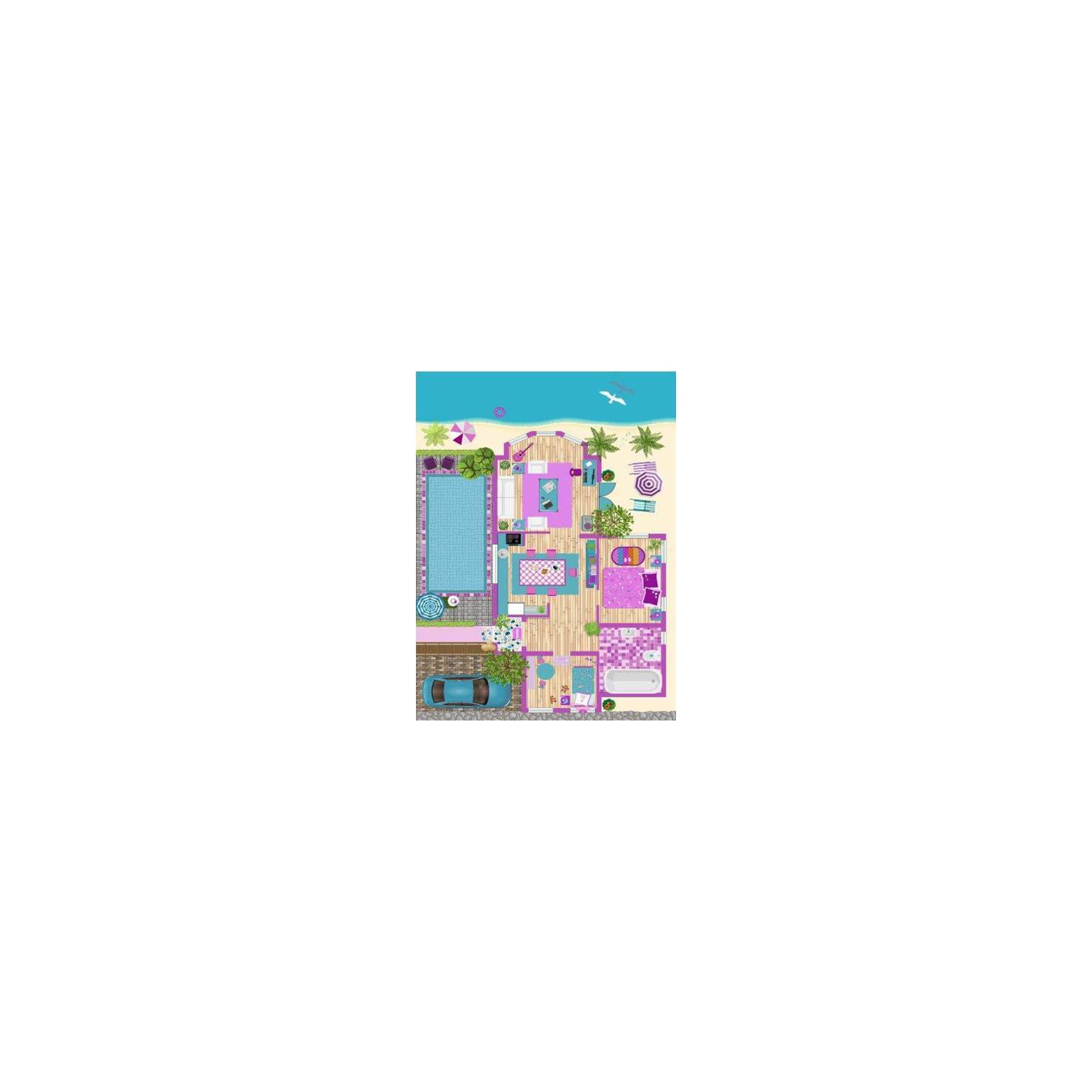 Clay Doll house Flatweave Play Area Rug 6'6" x 9'6"