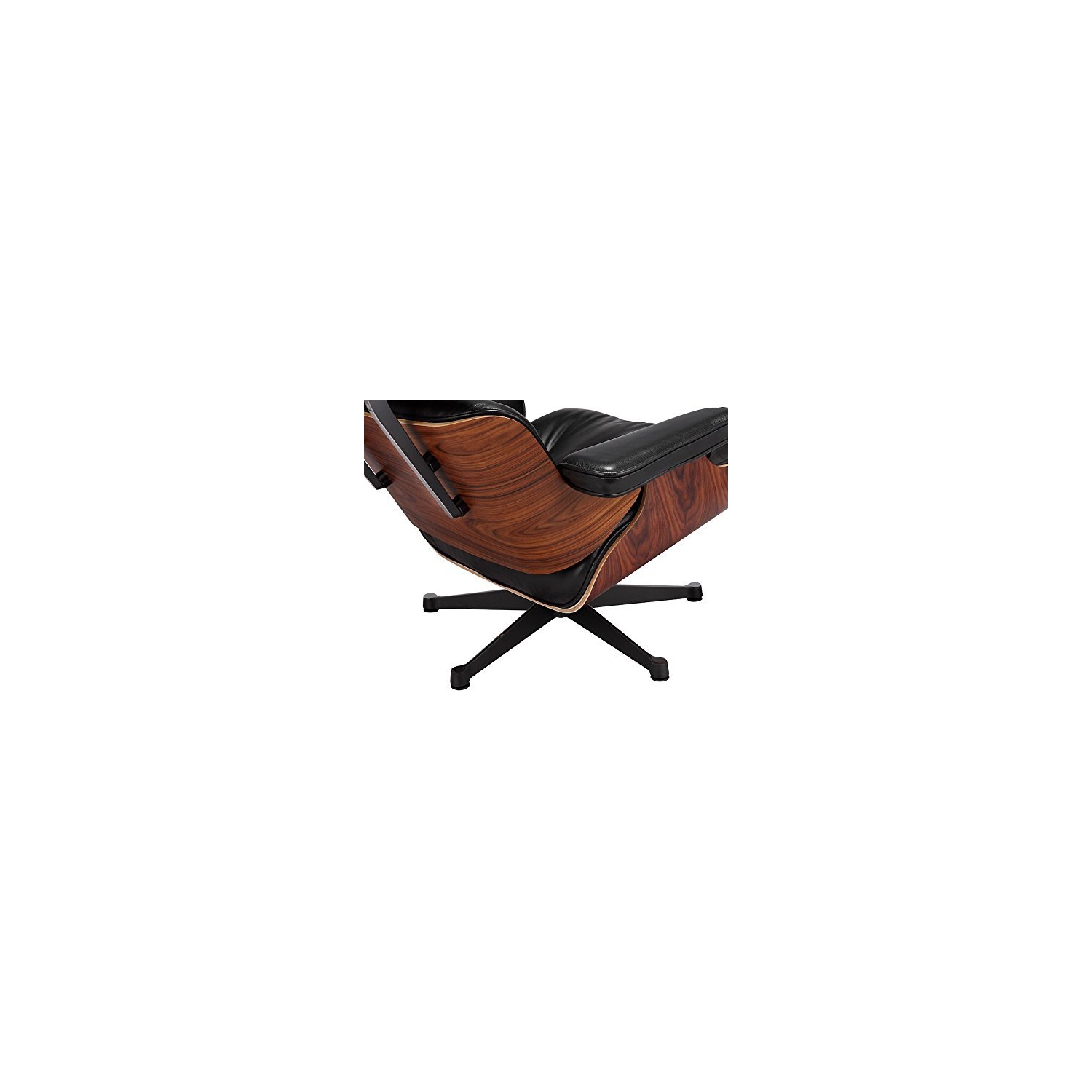 Furniture® Grand Nicer Eames Lounge et Ottoman italien noir en cuir pleine fleur avec Rosewood / Palissandre Finition du bois