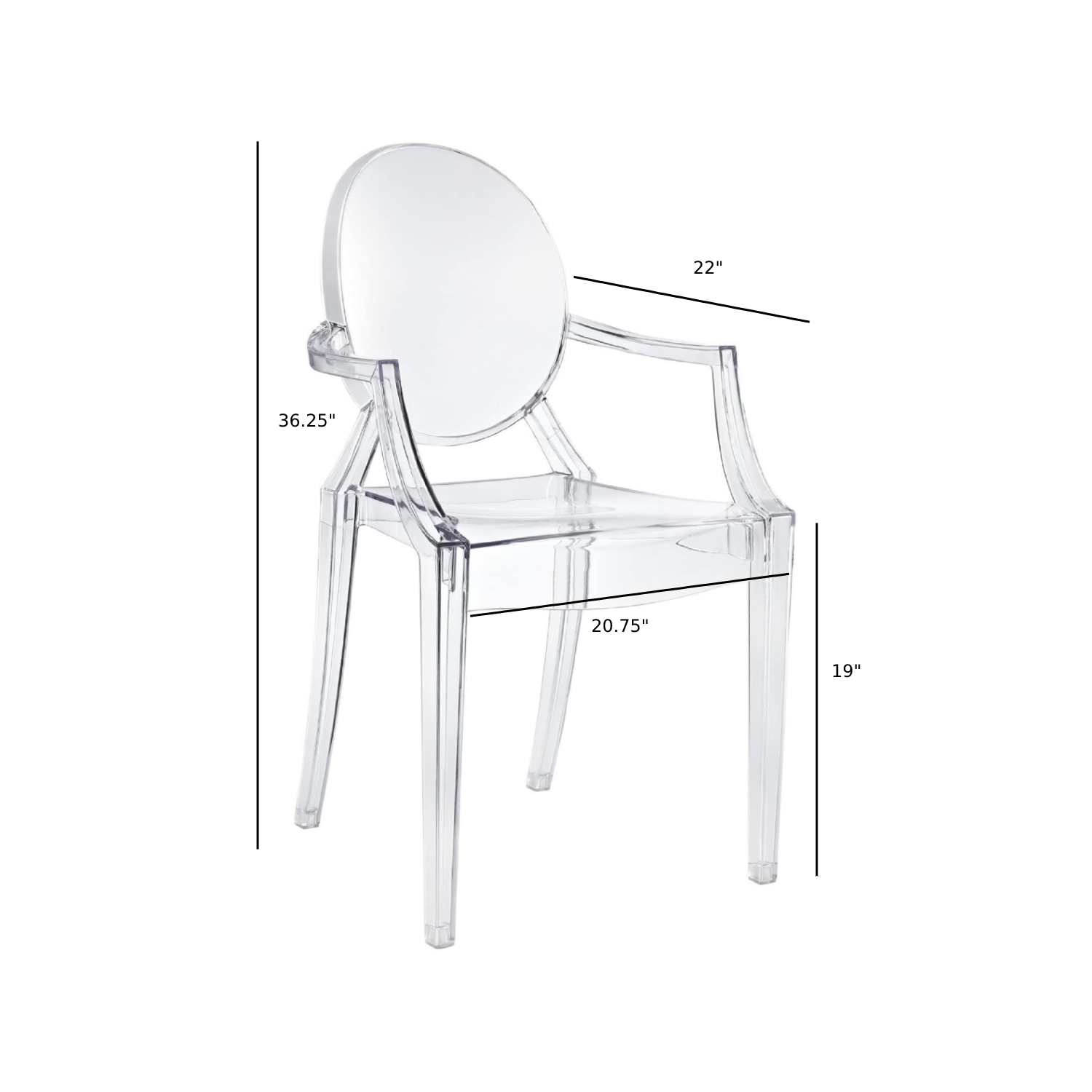 Nicer Furniture® Philippe Starck Louis XVI Ghost Arm Chair, Transparent Set of 2