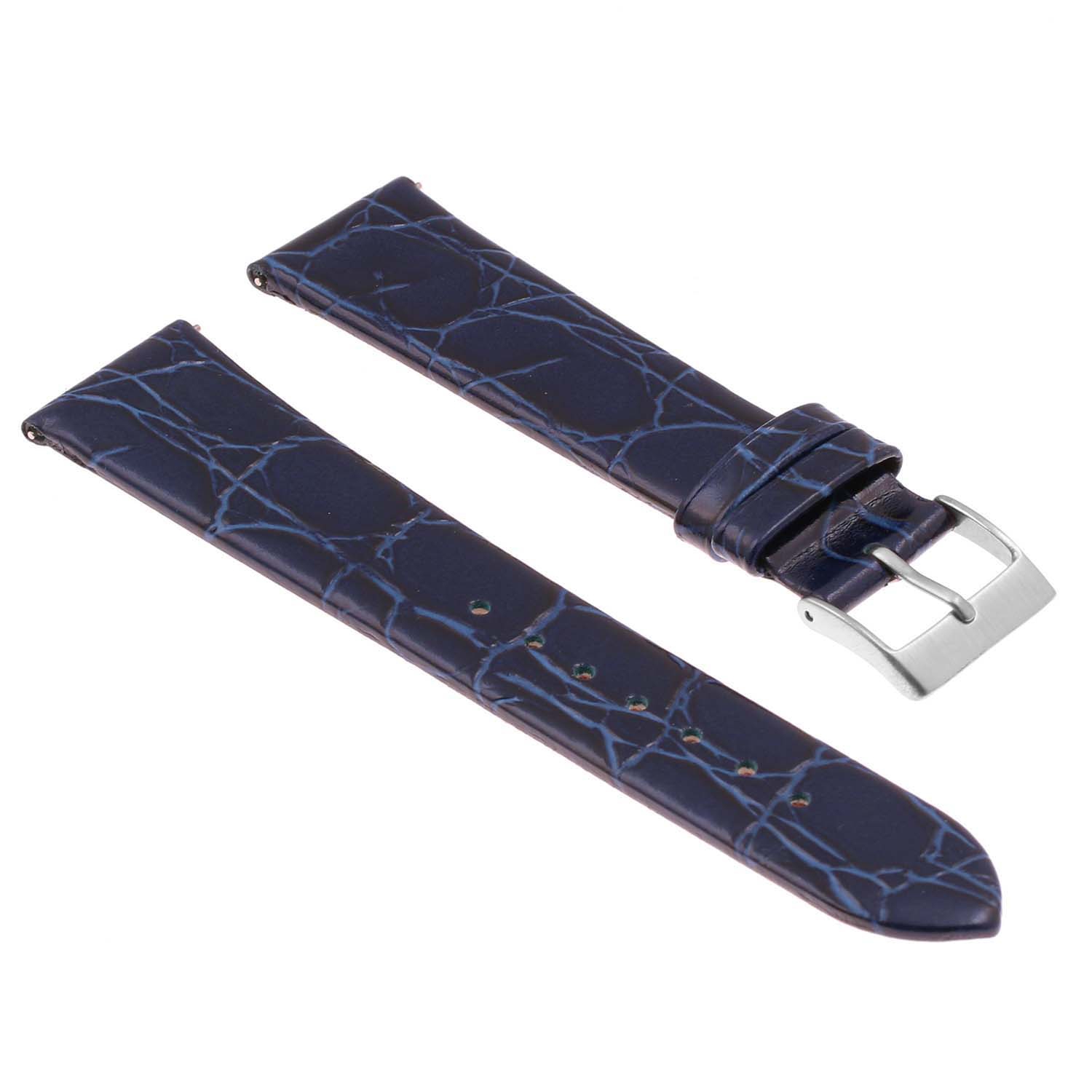 DASSARI Crocodile Embossed Leather Watch Band Strap - 19mm - Blue