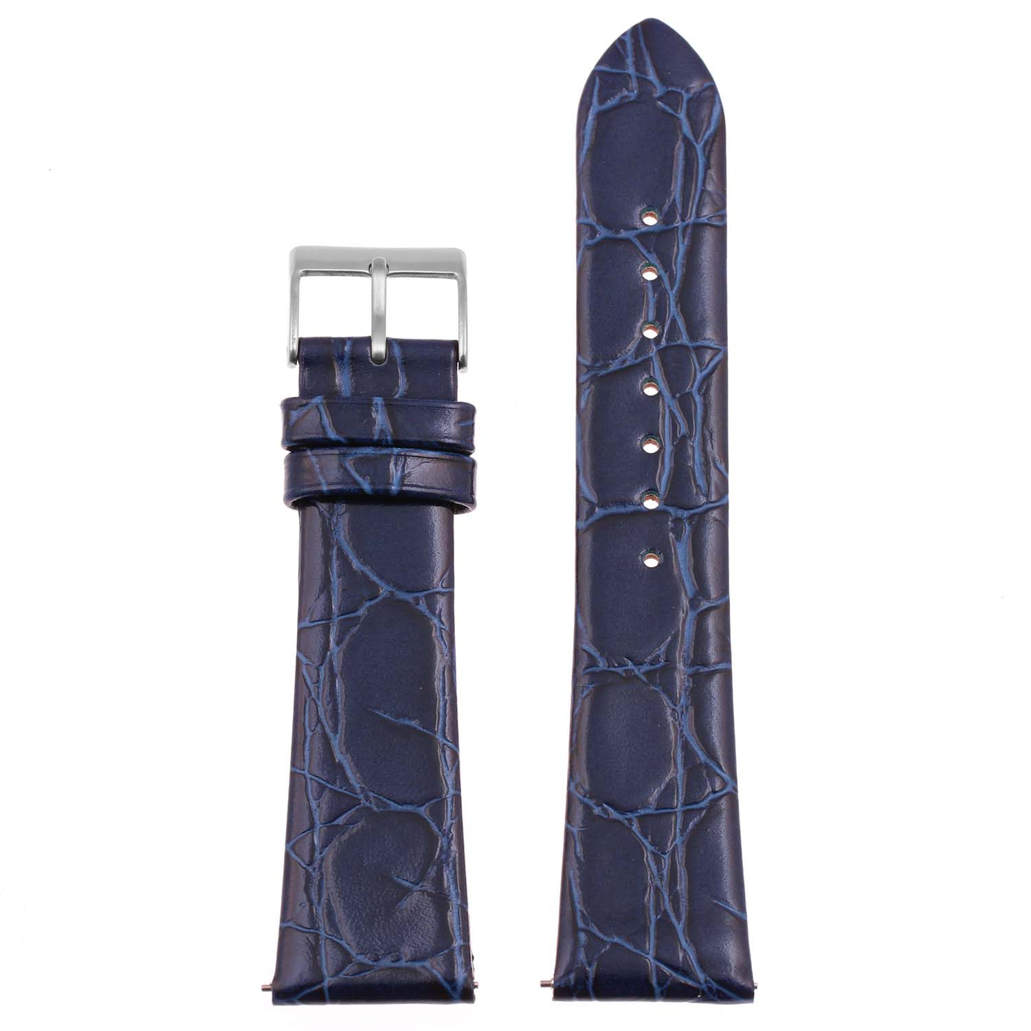 DASSARI Crocodile Embossed Leather Watch Band Strap - 19mm - Blue