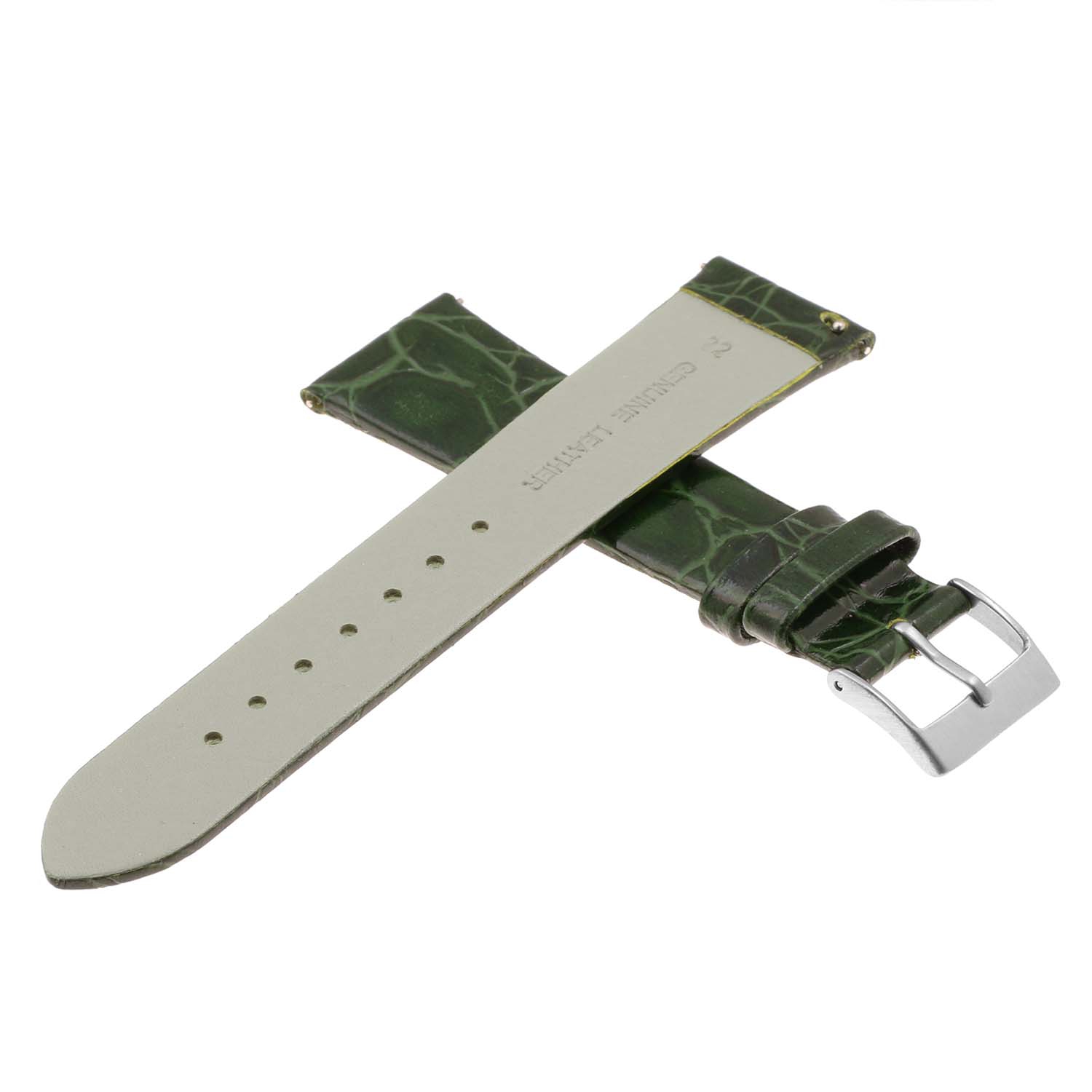 DASSARI Crocodile Embossed Leather Watch Band Strap - 16mm - Green