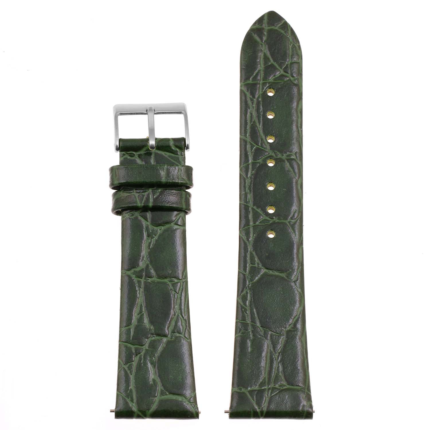 DASSARI Crocodile Embossed Leather Watch Band Strap - 18mm - Green
