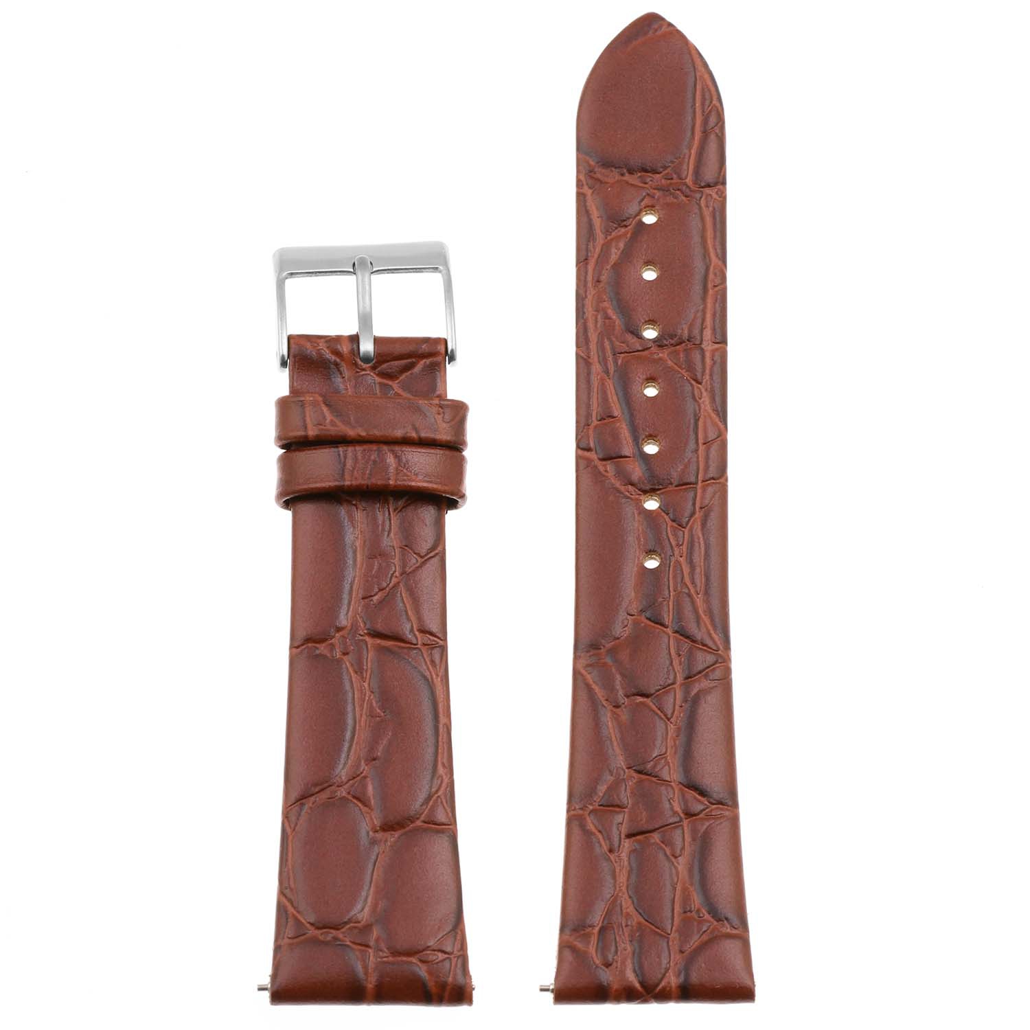 DASSARI Crocodile Embossed Leather Watch Band Strap - 16mm - Tan