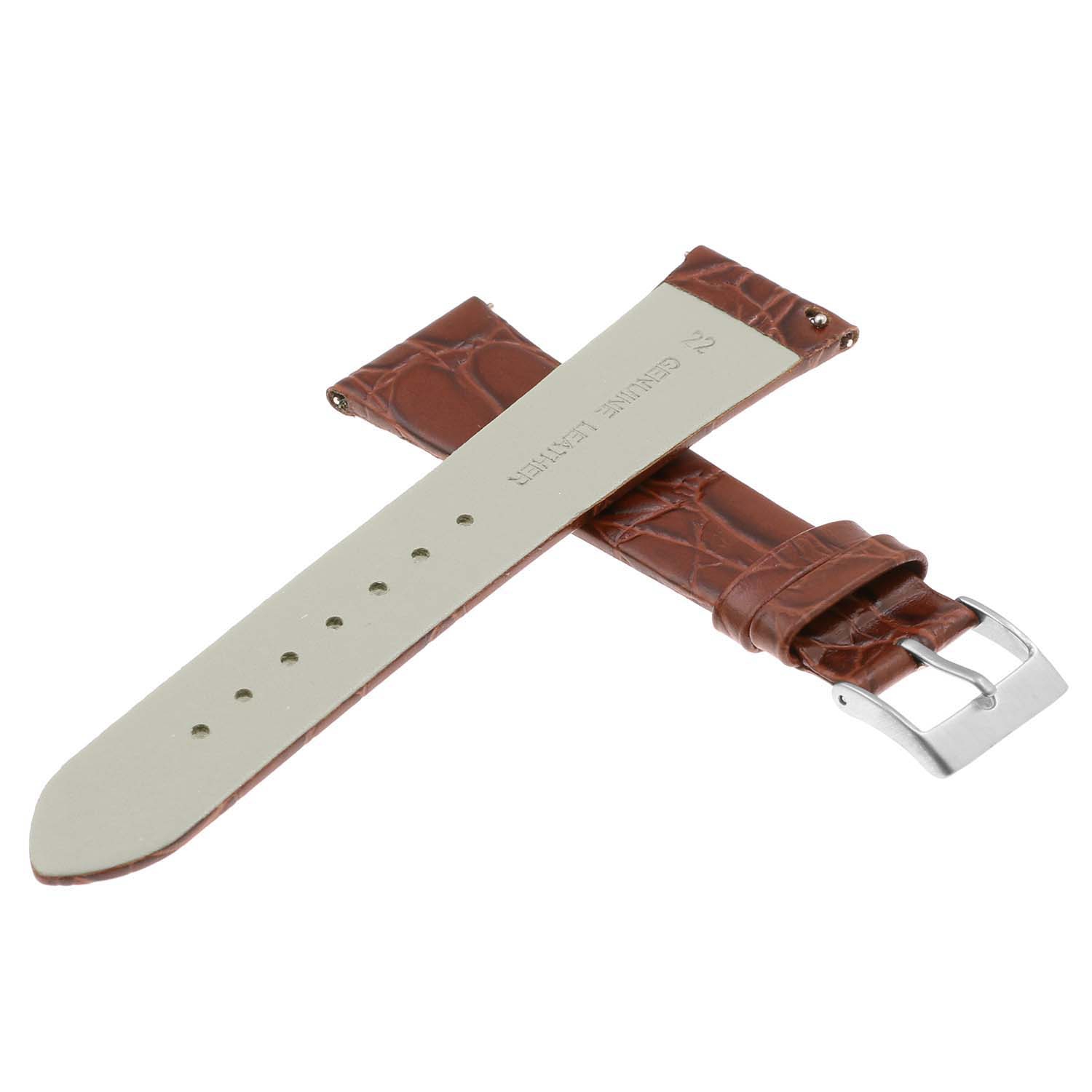 DASSARI Crocodile Embossed Leather Watch Band Strap - 16mm - Tan