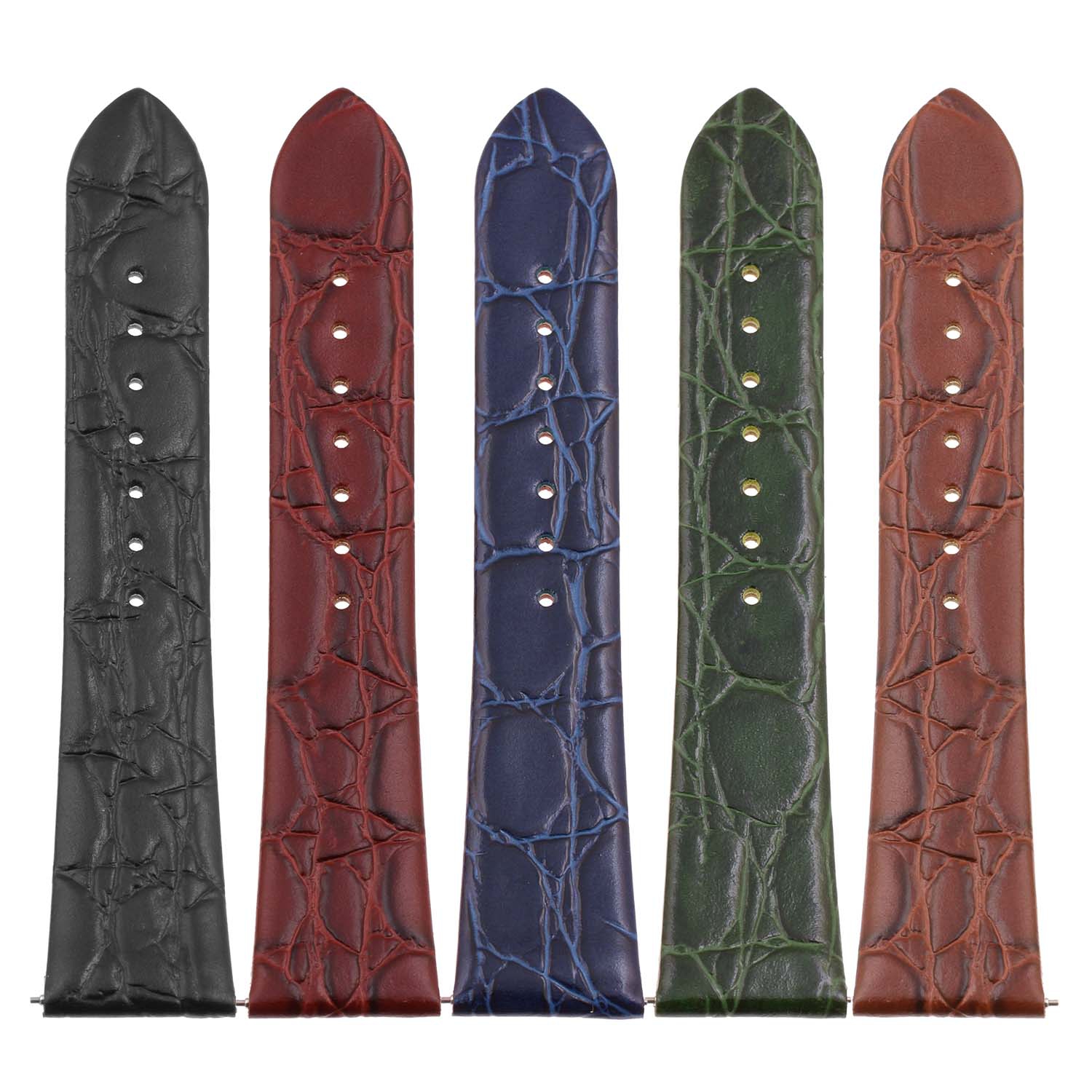 DASSARI Crocodile Embossed Leather Watch Band Strap - 16mm - Tan