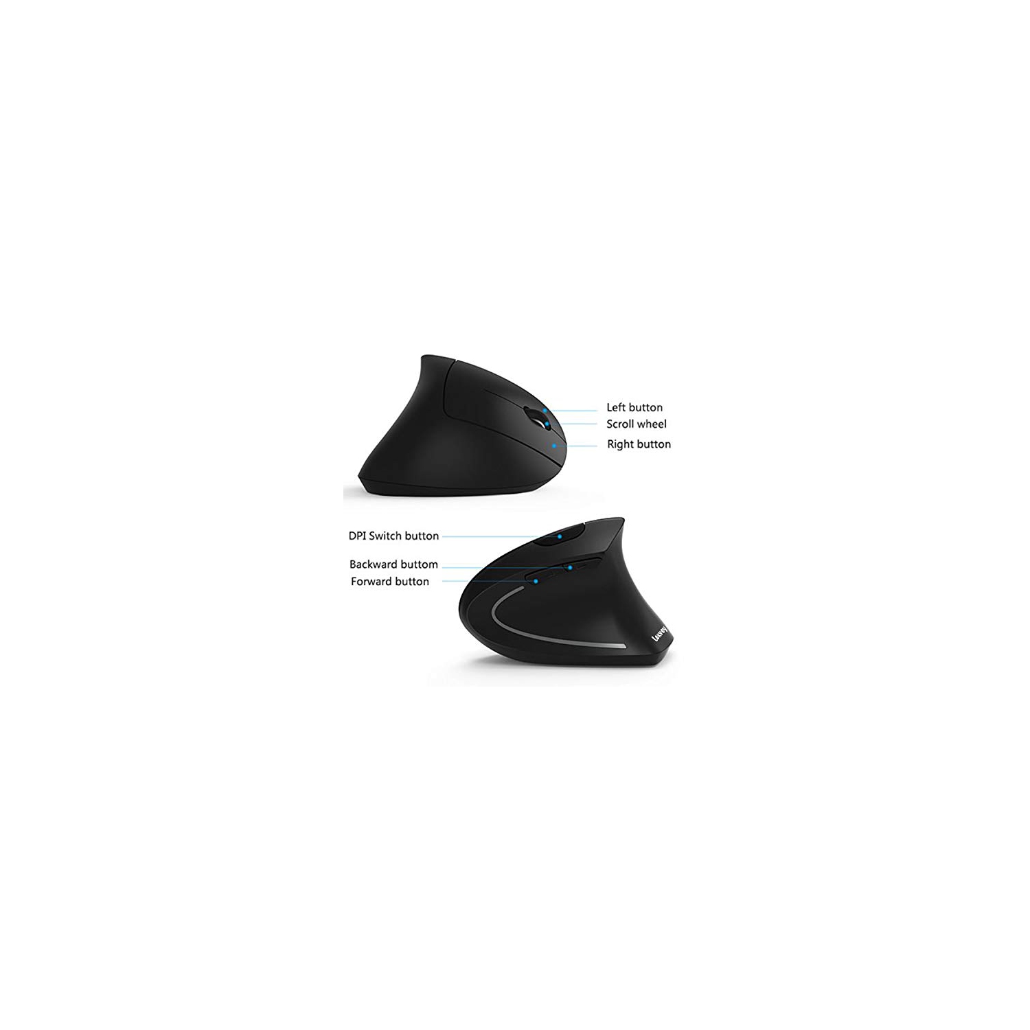 Ergonomic Mouse, Vertical Wireless Mouse - Lekvey Rechargeable 2.4GHz Optical Vertical Mice : 3 Adjustable DPI 800