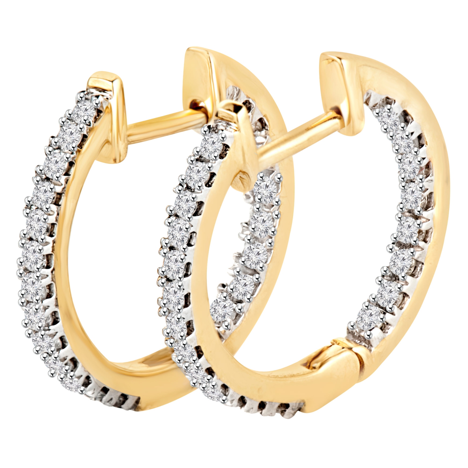 1/3 CTW Round Diamond Inside Outside Huggie Earrings in 14K Yellow Gold (MDR130034)