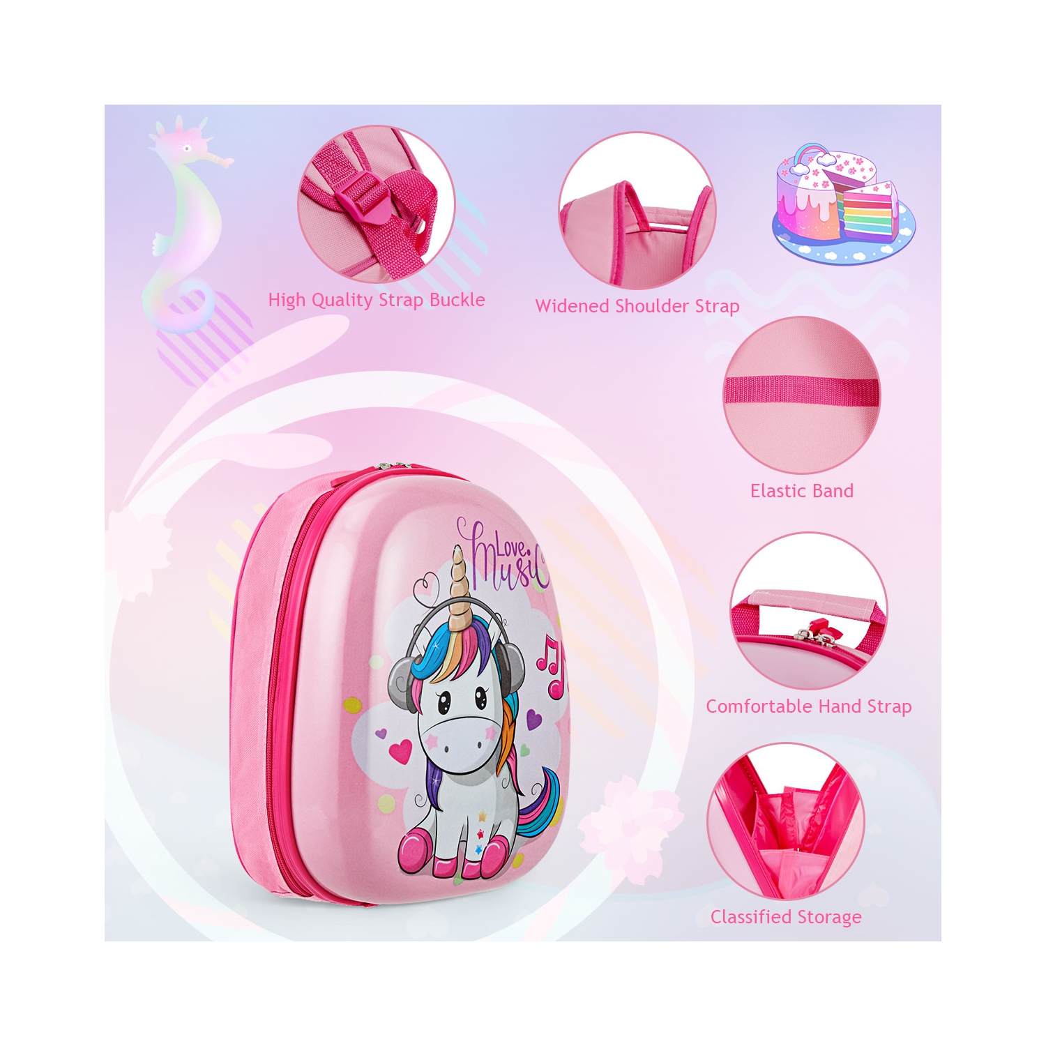 Gymax 2PC Kids Luggage Set 12'' Backpack & 16'' Rolling Suitcase for School Travel ABS