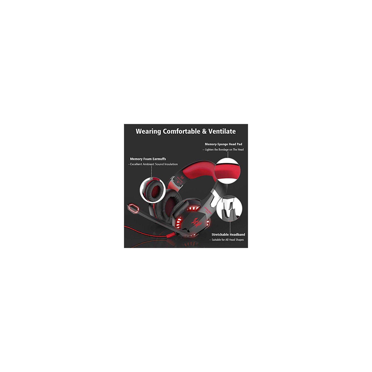 VersionTECH G2000 Gaming Headset - Black/Red