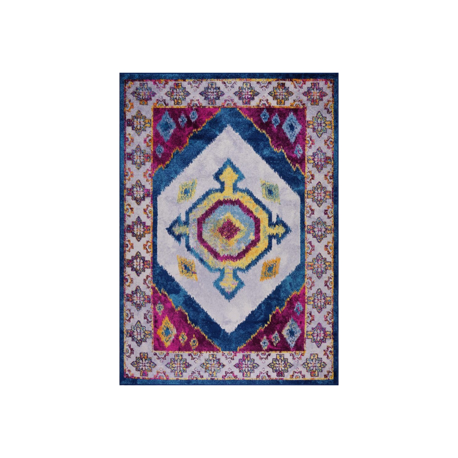Ladole Rugs Huma Ikat Traditional Style Small Runner in Purple Blue, 3x5