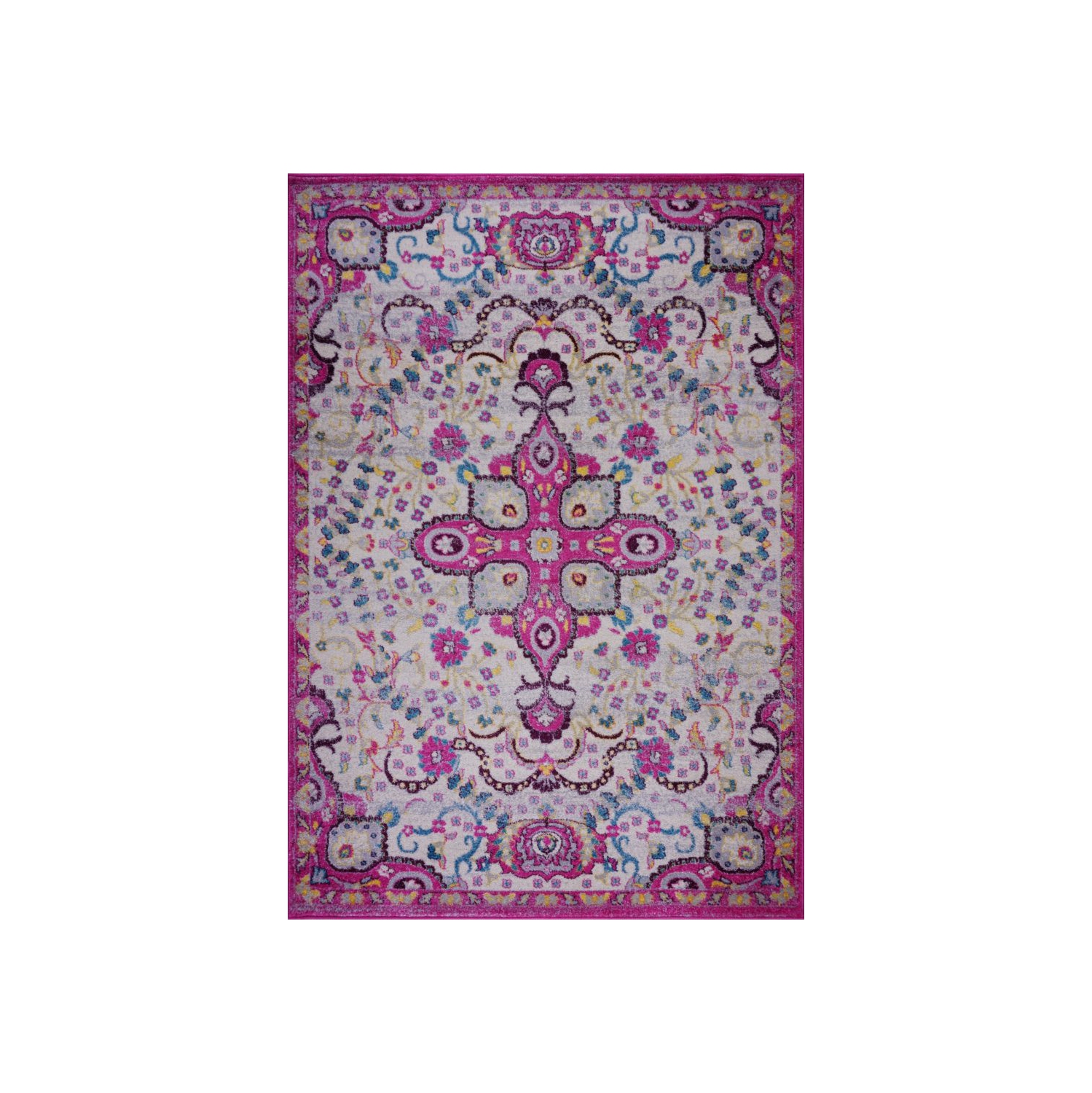 Darcy tapis persan traditionnel Design en rose, 5 x 8