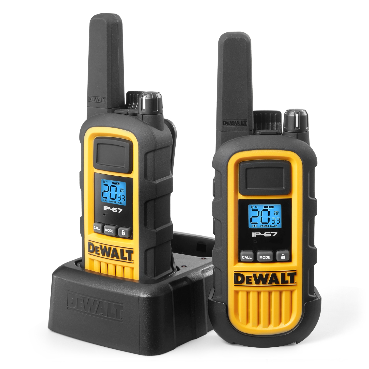 2 DEWALT DXFRS800 Walkie Talkies - 2 Watt, Heavy Duty, Waterproof, Shock Resistant, Long Range & Rechargeable Two Way Radio with VOX, 2 Pack of Radios (7084946)