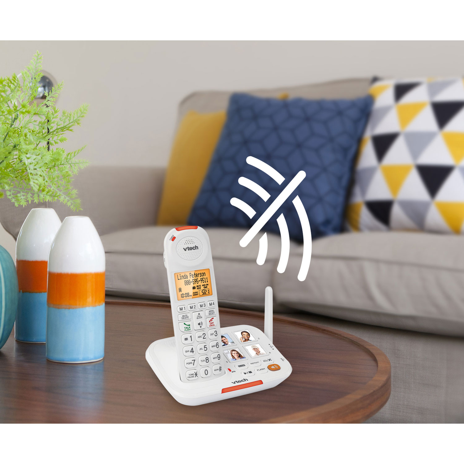 Système téléphonique sans fil DECT 6.0 à 1 combiné avec répondeur CareLine de VTech - Blanc