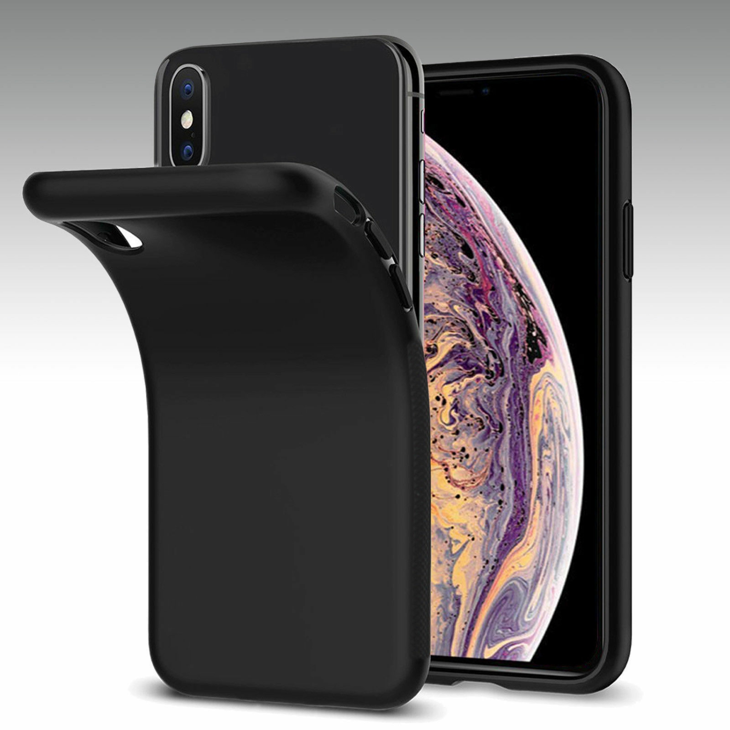 【CSmart】 Ultra Thin Soft TPU Silicone Jelly Bumper Back Cover Case for iPhone X & Xs, Transparent Black