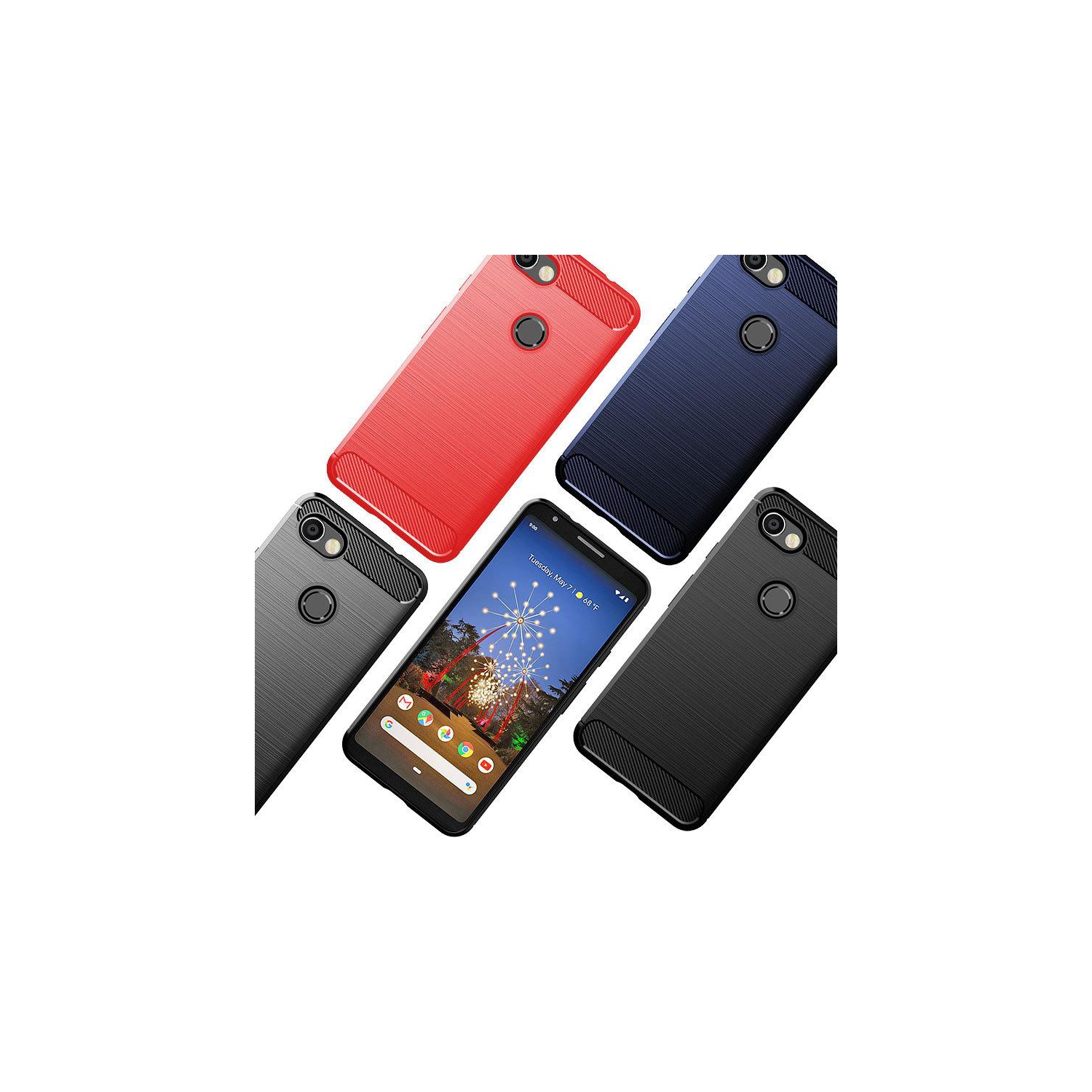 PANDACO Black Brushed Metal Case for Google Pixel 3a