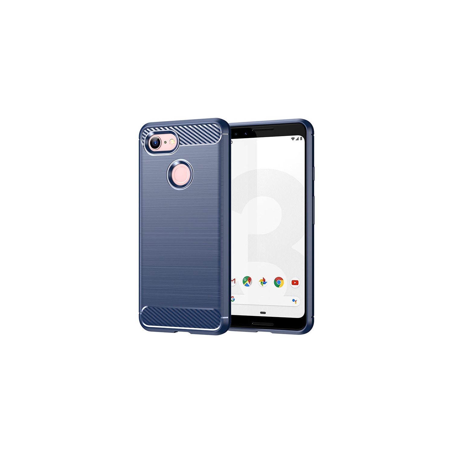 PANDACO Navy Brushed Metal Case for Google Pixel 3a XL