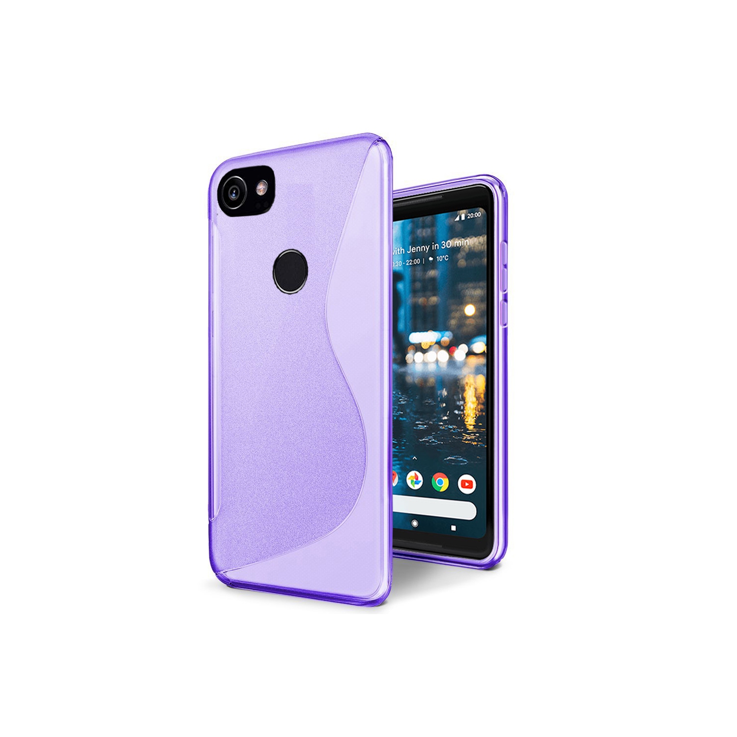 Étui Coque de protection arrière ultra fin et souple en silicone TPU Jelly pour Google Pixel 2 XL, violet