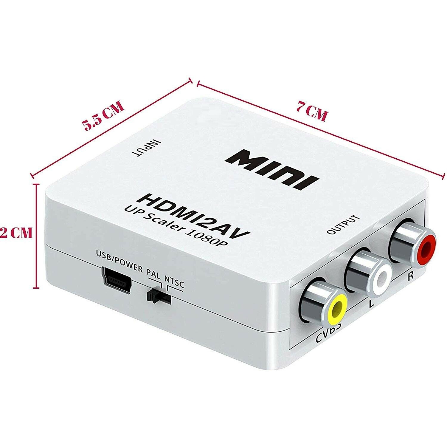 HDMI to Composite CVBS 3RCA AV Video Audio Converter Box Support NTSC PAL 1080P Full HD