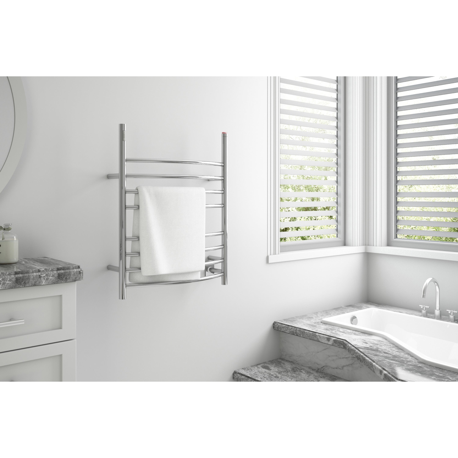 Ancona Imperia OBT 3 in 1, 8-Bar Towel Warmer with Integrated On-Board Timer in Polished Stainless Steel