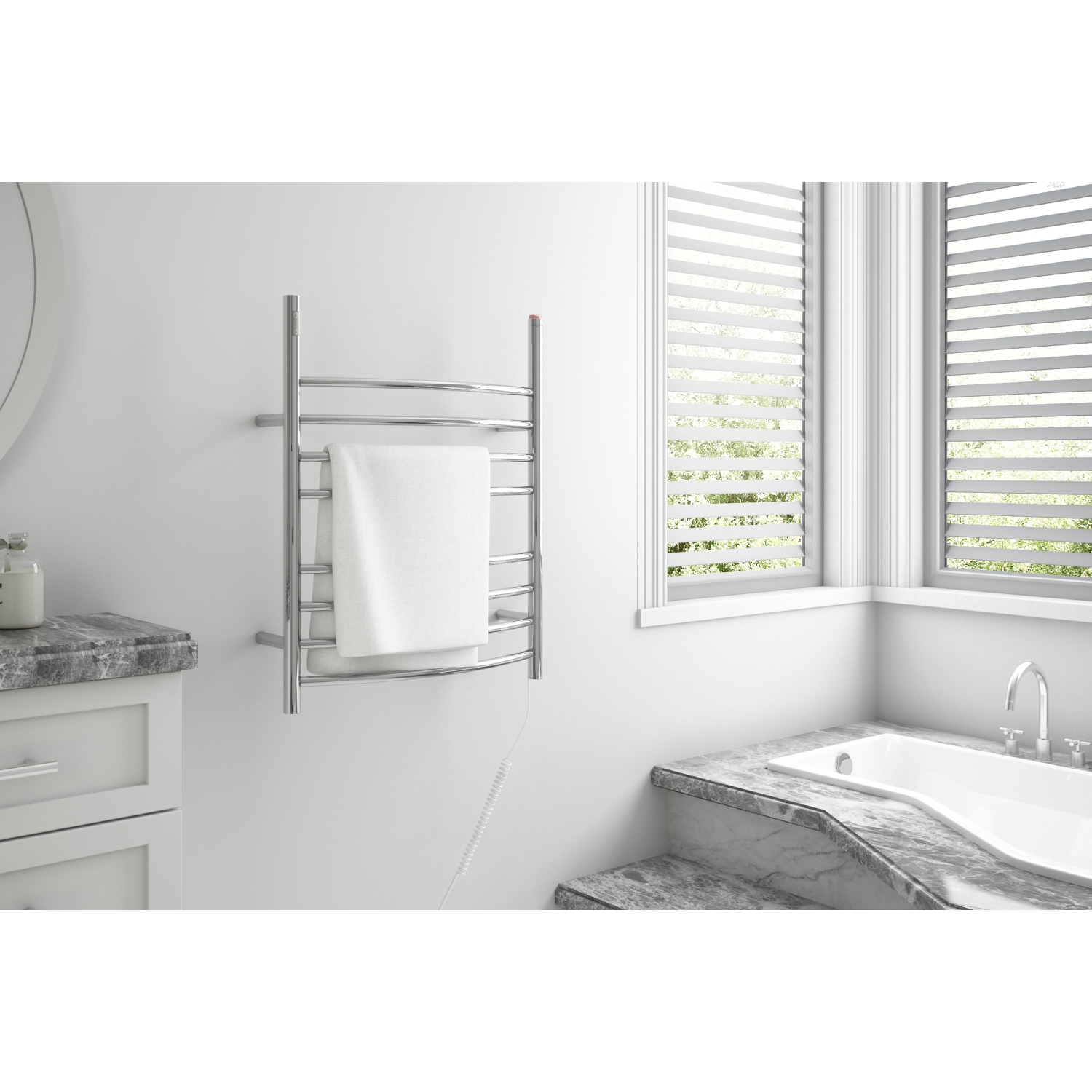 Ancona Imperia OBT 3 in 1, 8-Bar Towel Warmer with Integrated On-Board Timer in Polished Stainless Steel