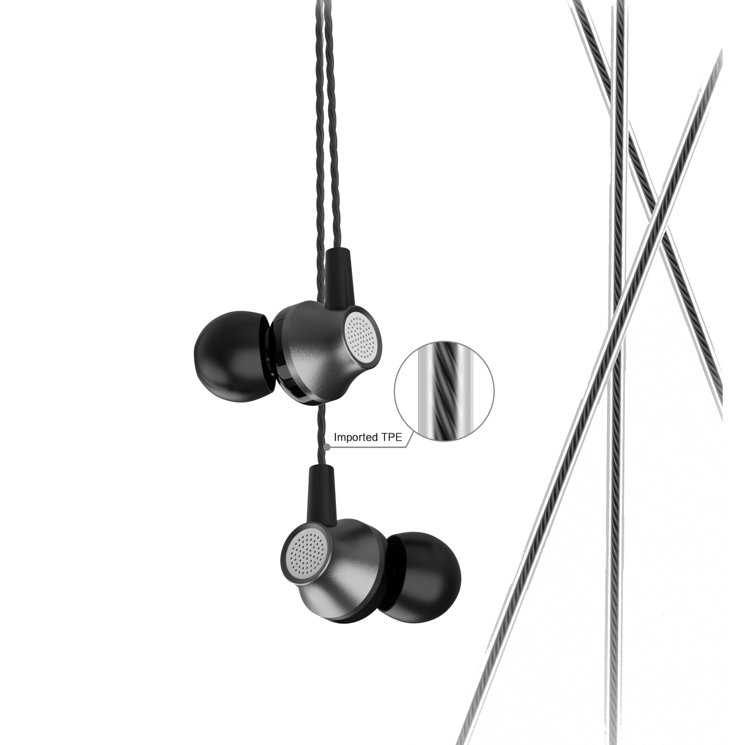 Ecouteurs intra-auriculaires filaires Devia Metal avec télécommande et micro, noir