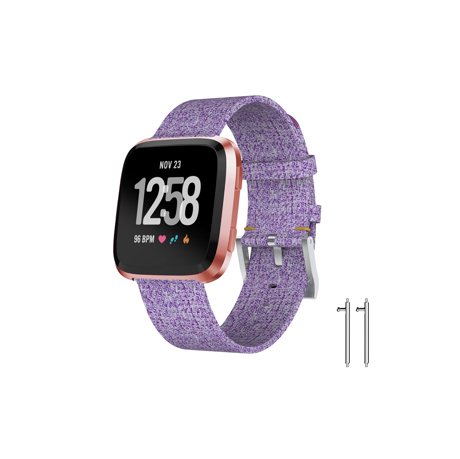 StrapsCo Canvas Watch Band Strap for Fitbit Versa - Purple