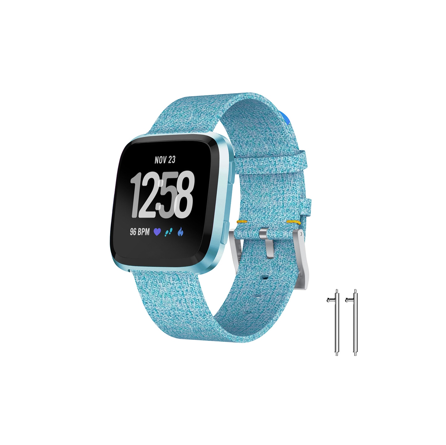 StrapsCo Canvas Watch Band Strap for Fitbit Versa - Blue