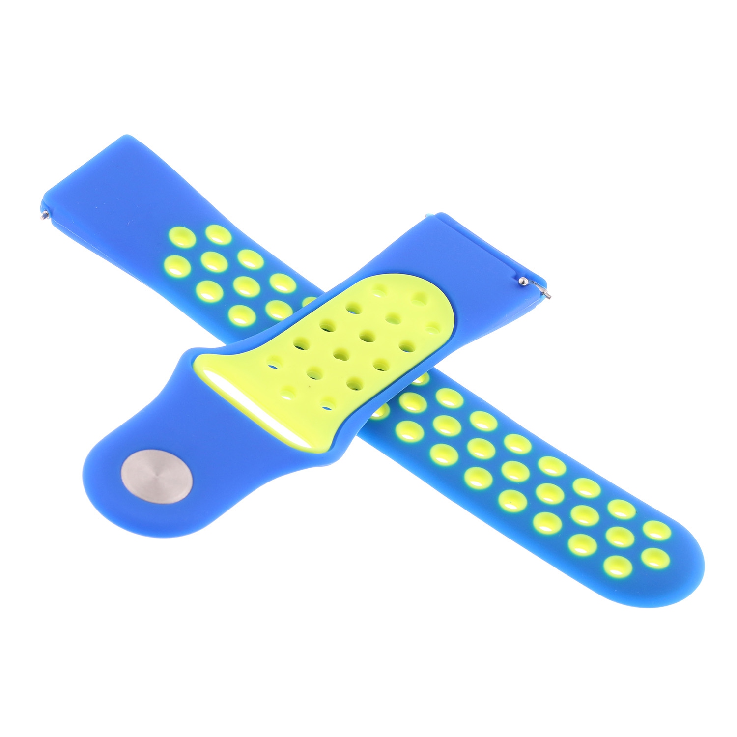 StrapsCo Perforated Silicone Rubber Watch Band - Quick Release Strap for Fitbit Versa - Medium-Long - Blue & Green