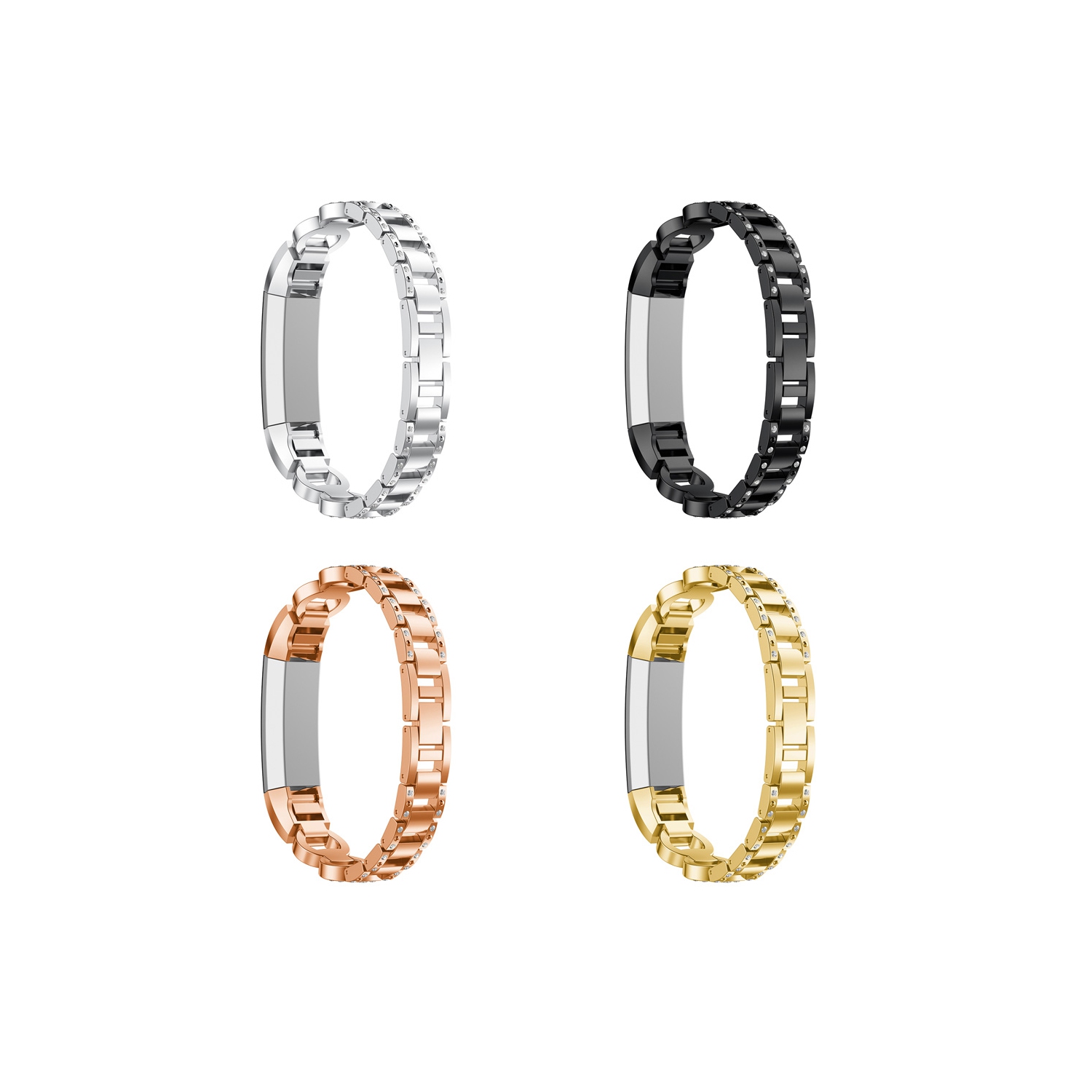 StrapsCo Alloy Watch Bracelet Band Strap with Rhinestones for Fitbit Alta & Alta HR